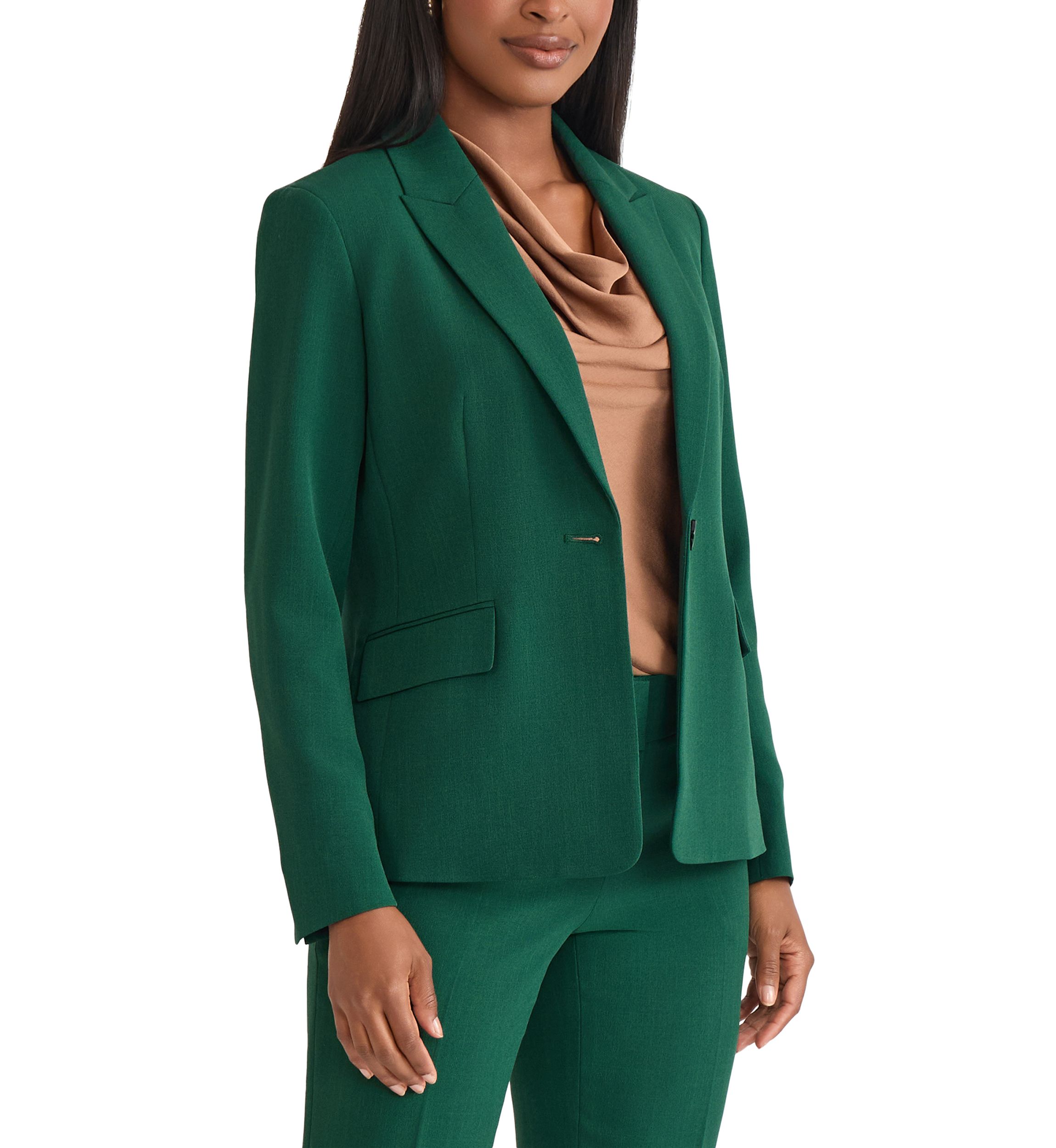 Petite Stretch Crepe One Button Peak Lapel Jacket 