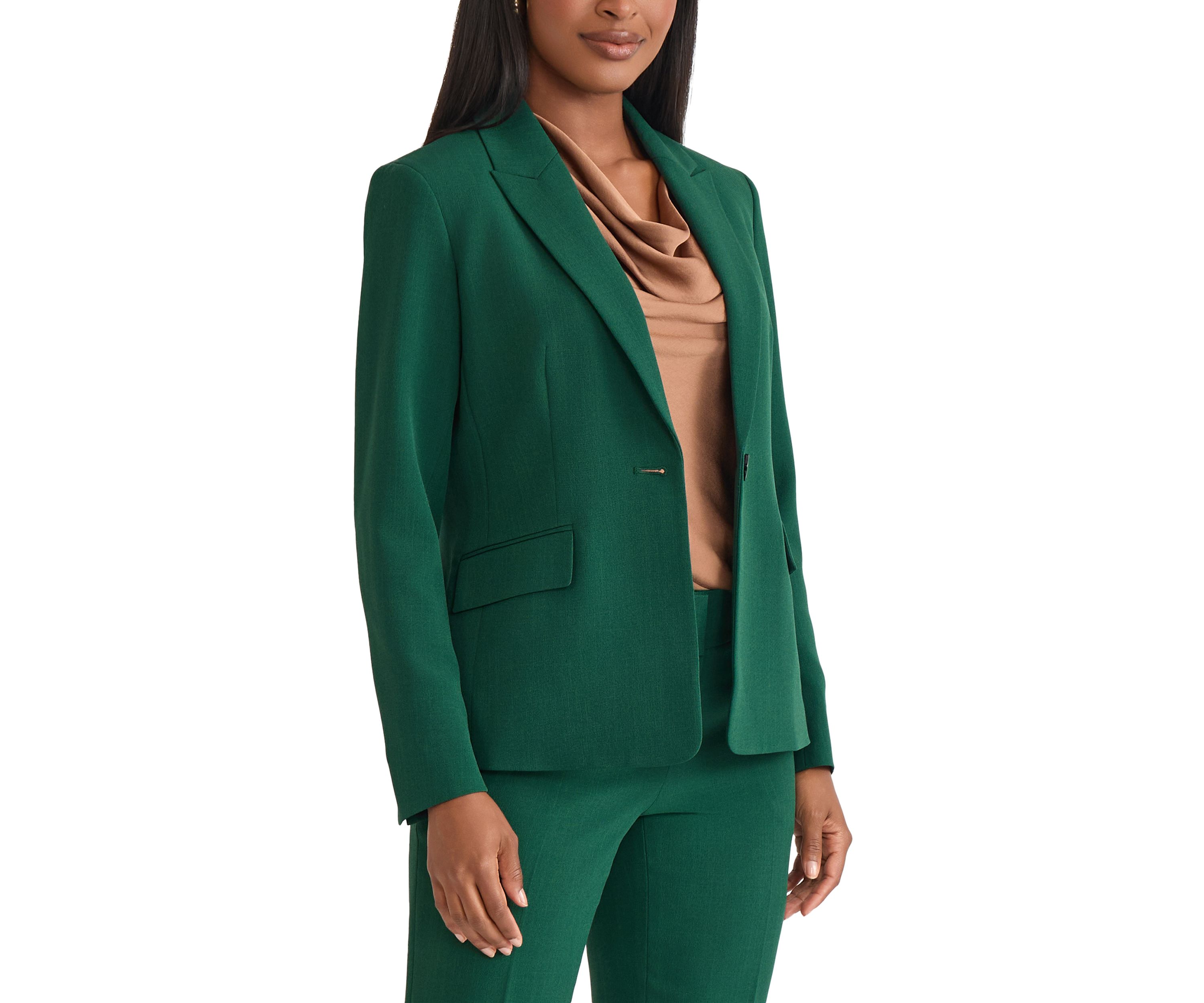Petite Stretch Crepe One Button Peak Lapel Jacket 