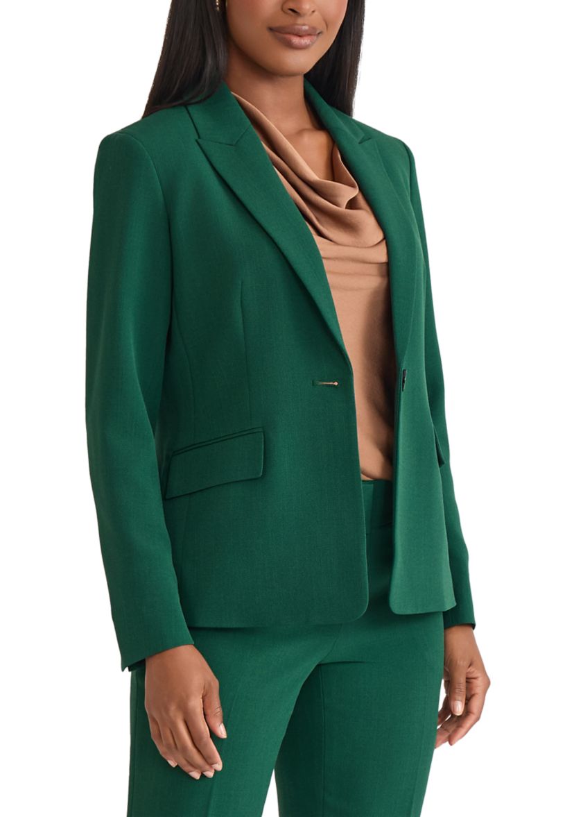 Petite Stretch Crepe One Button Peak Lapel Jacket 
