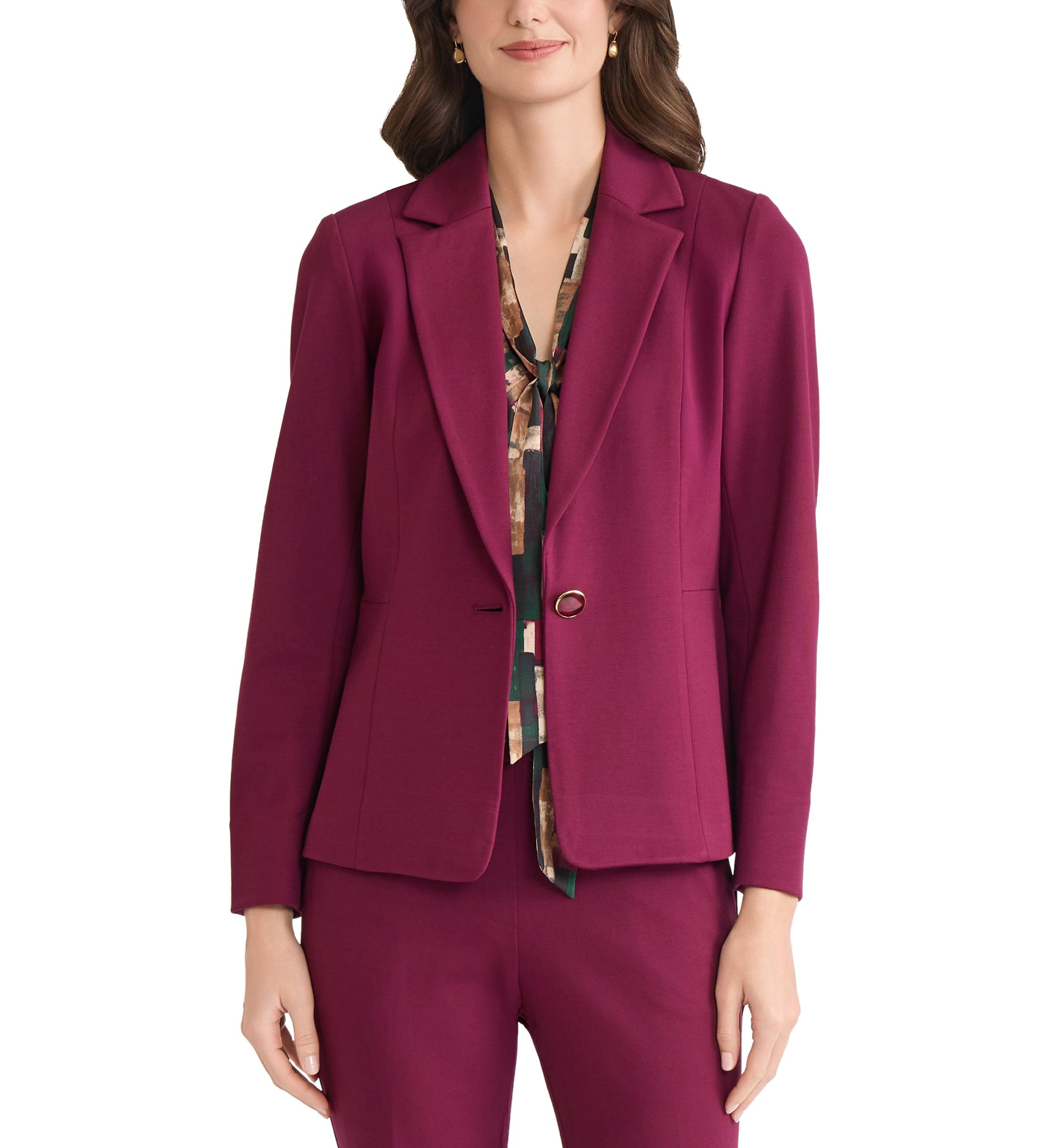 Womens One Button Notch Collar Blazer