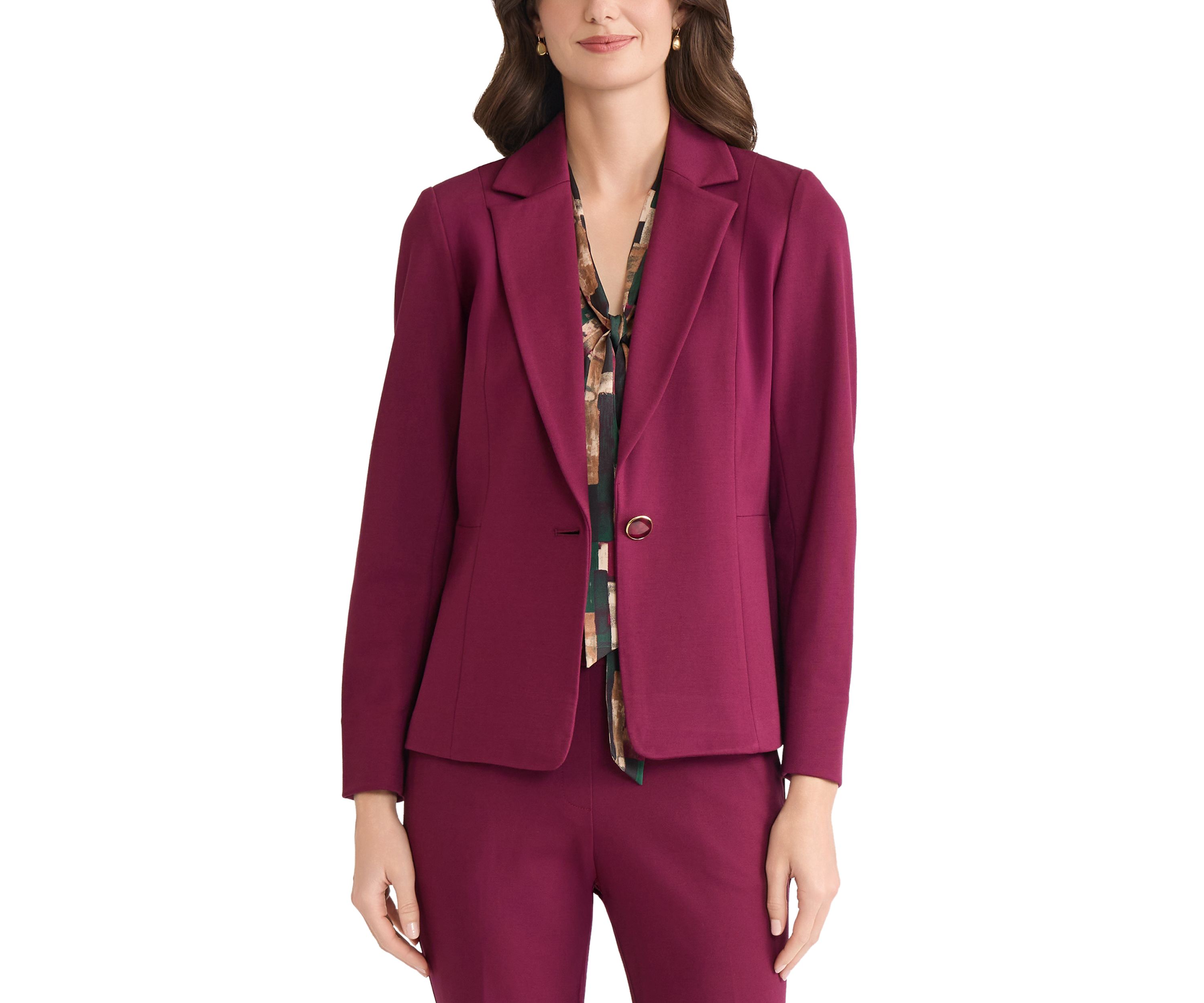 Womens One Button Notch Collar Blazer