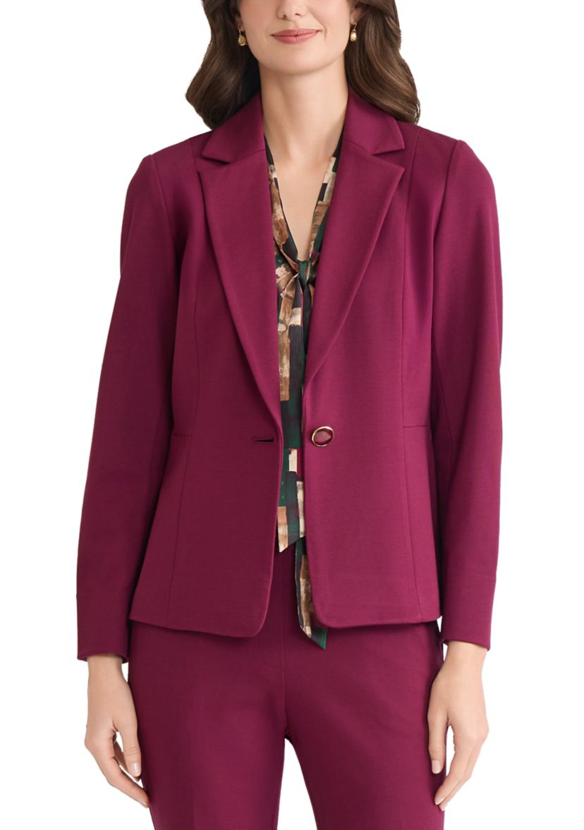 Womens One Button Notch Collar Blazer