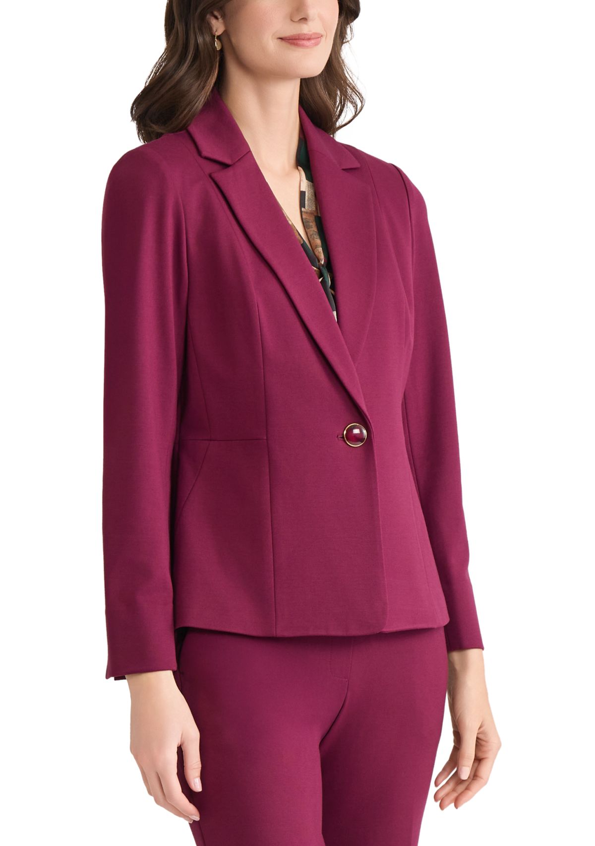 Womens One Button Notch Collar Blazer