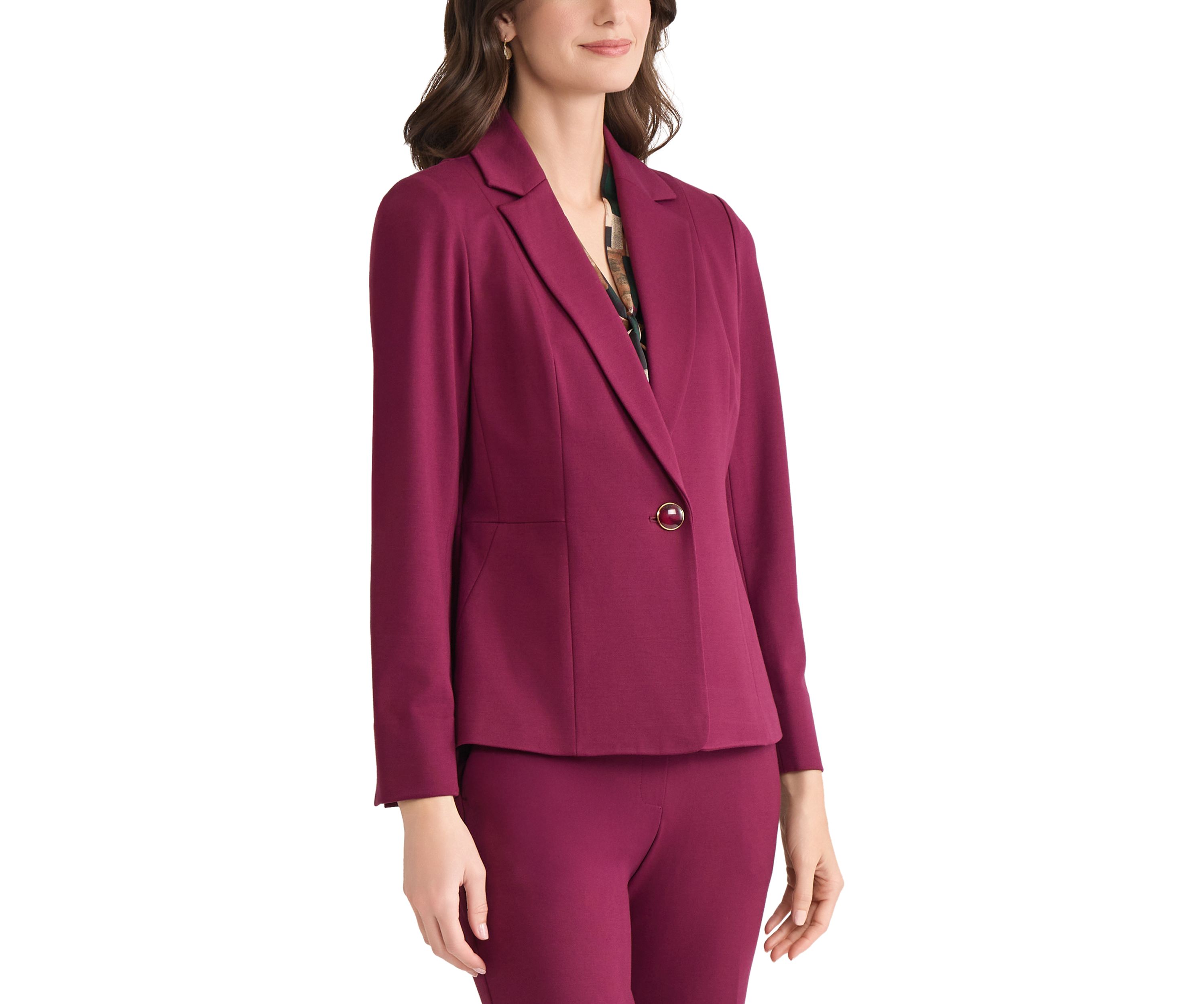 Womens One Button Notch Collar Blazer