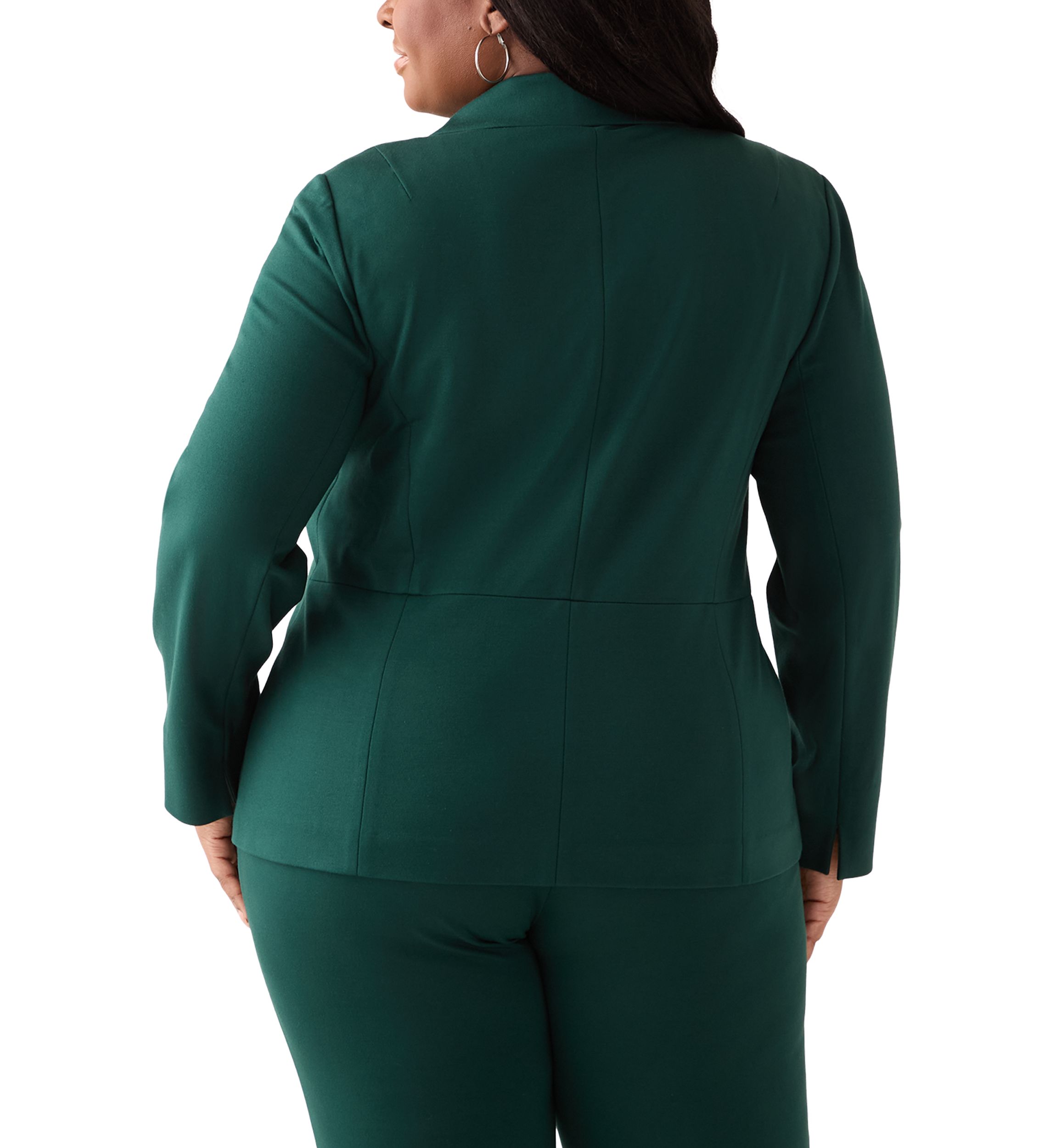 Plus Size Compression One Button Seamed Jacket