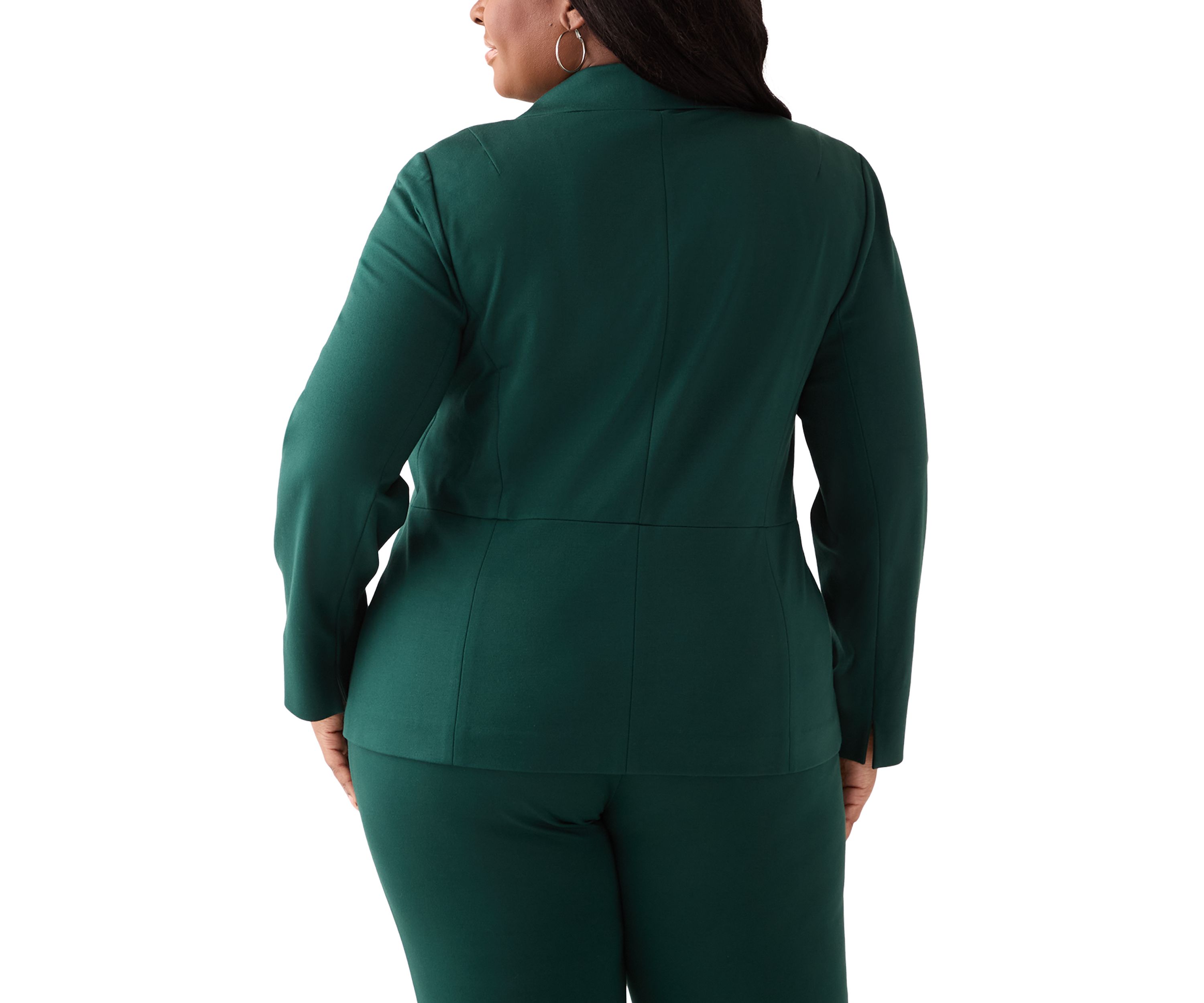 Plus Size Compression One Button Seamed Jacket