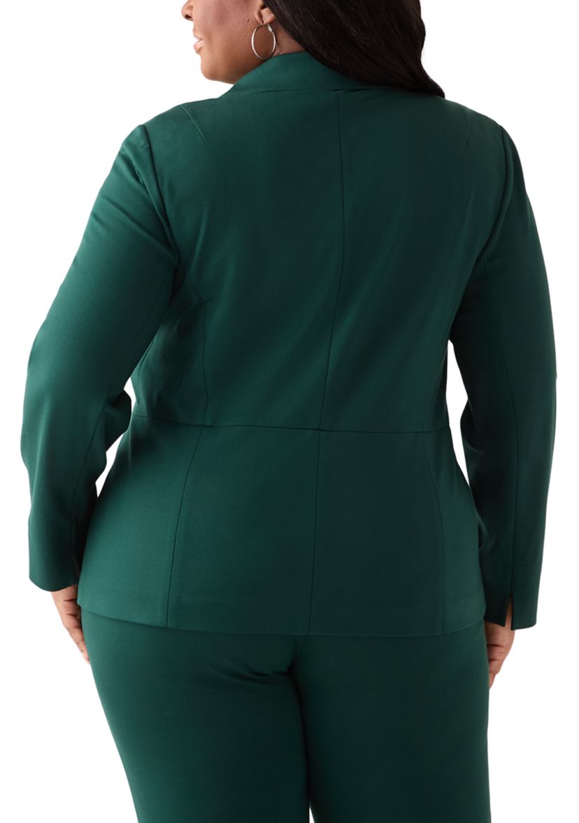 Plus Size Compression One Button Seamed Jacket