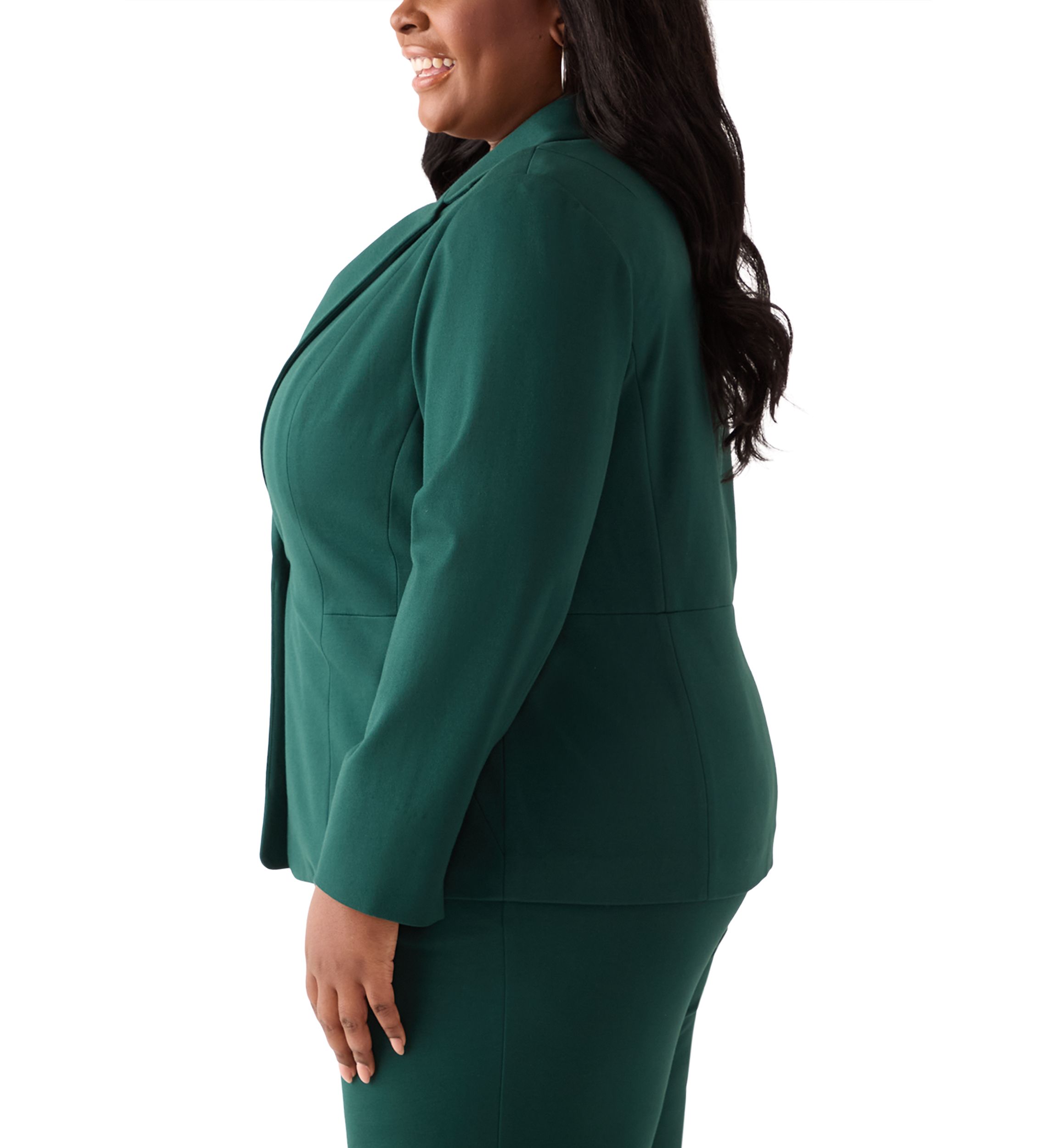 Plus Size Compression One Button Seamed Jacket