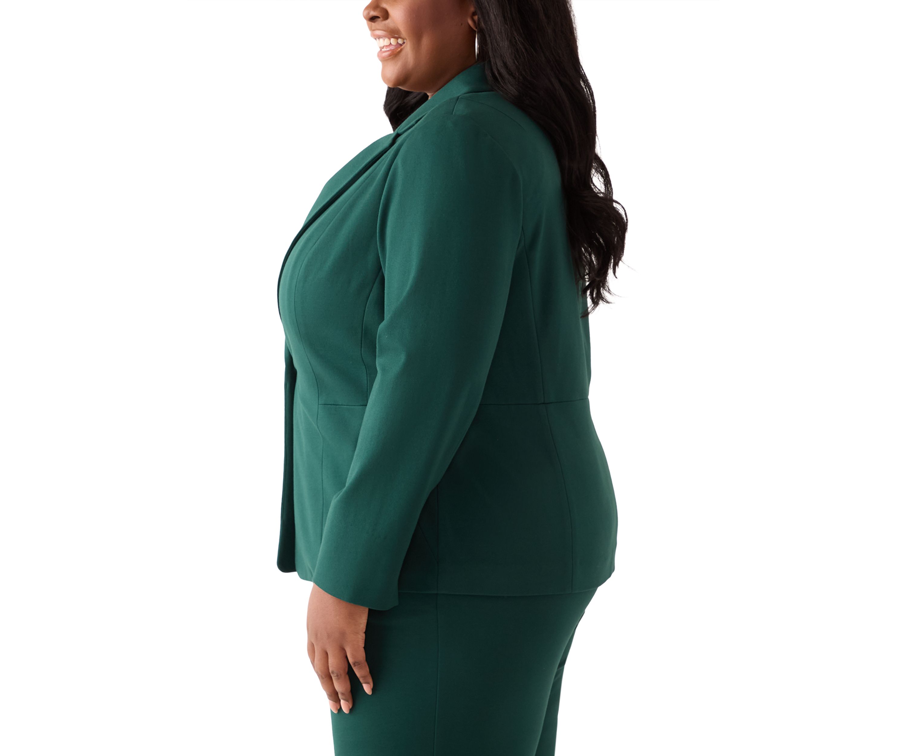 Plus Size Compression One Button Seamed Jacket