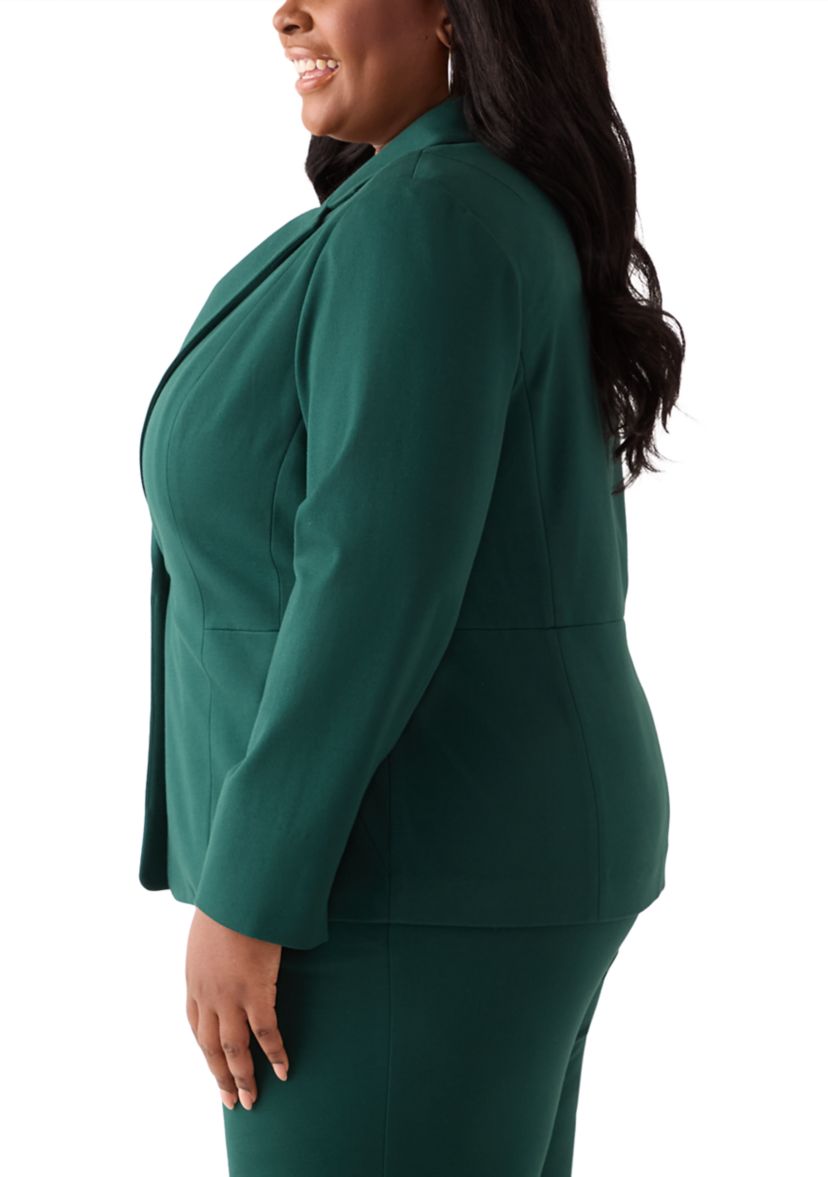Plus Size Compression One Button Seamed Jacket