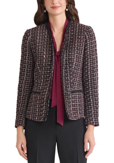 Women's Tweed Open Front Framed Jacket