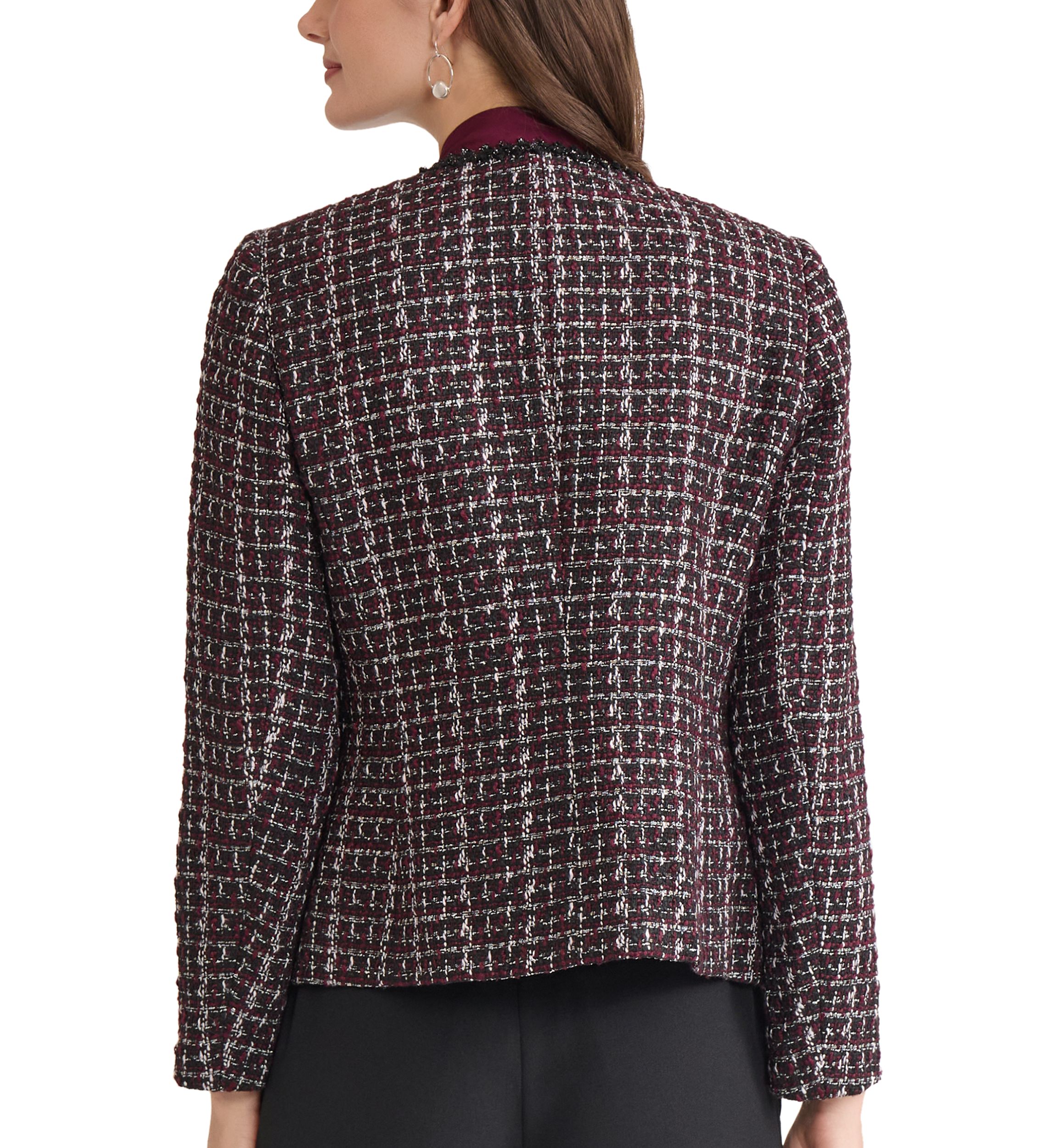 Womens Tweed Open Front Framed Jacket