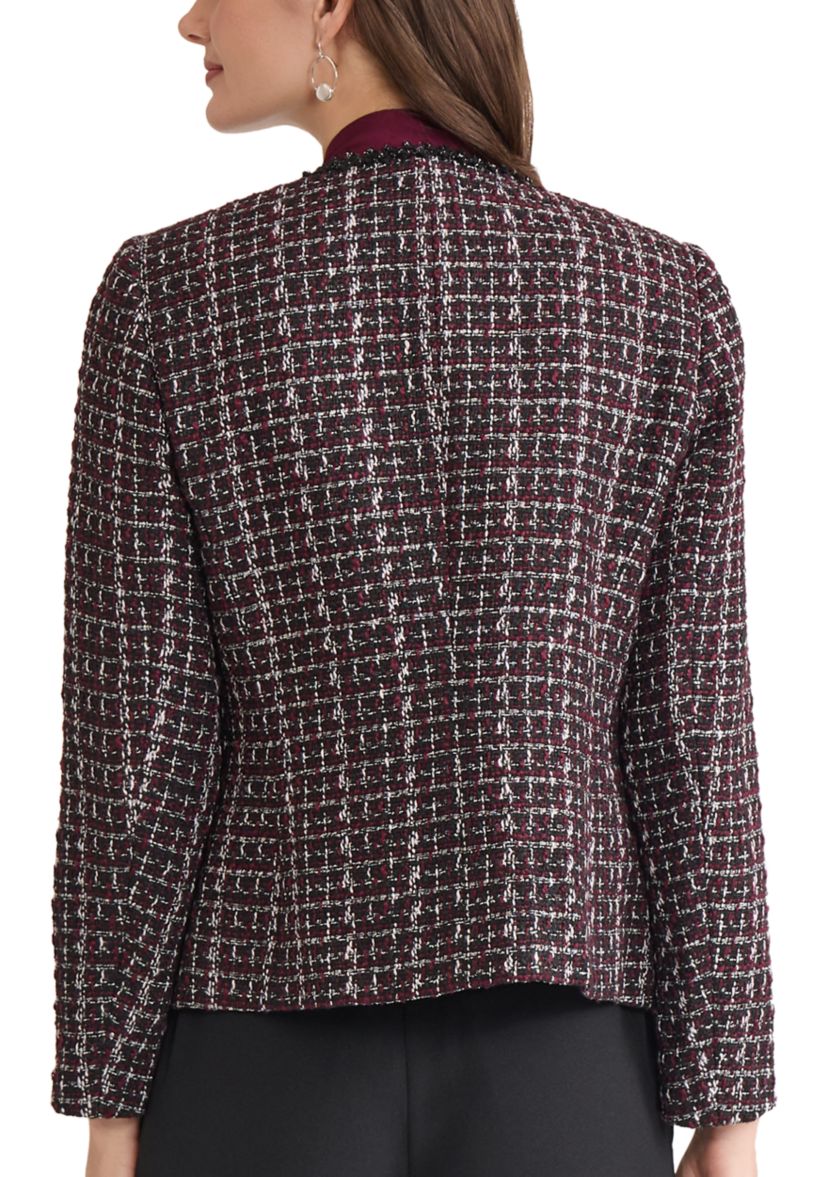 Womens Tweed Open Front Framed Jacket