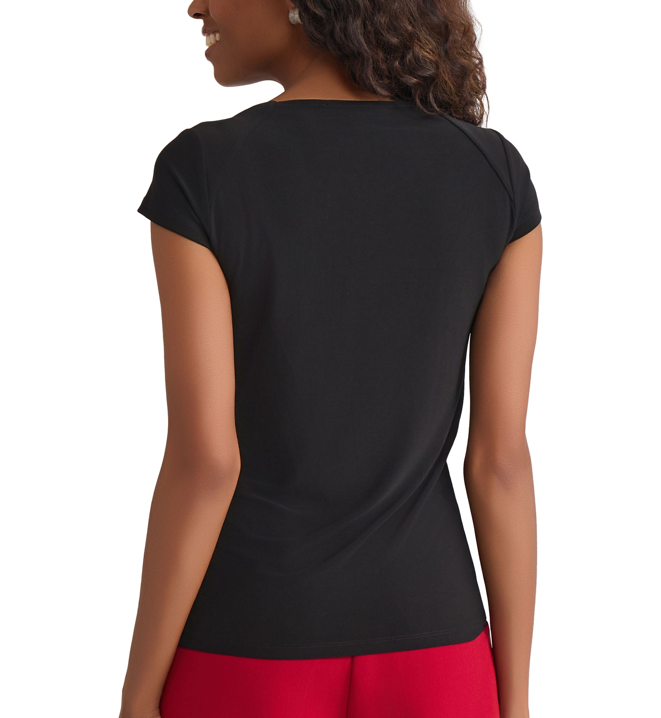 Womens Cap Sleeve Cowl Neck Knit Top 