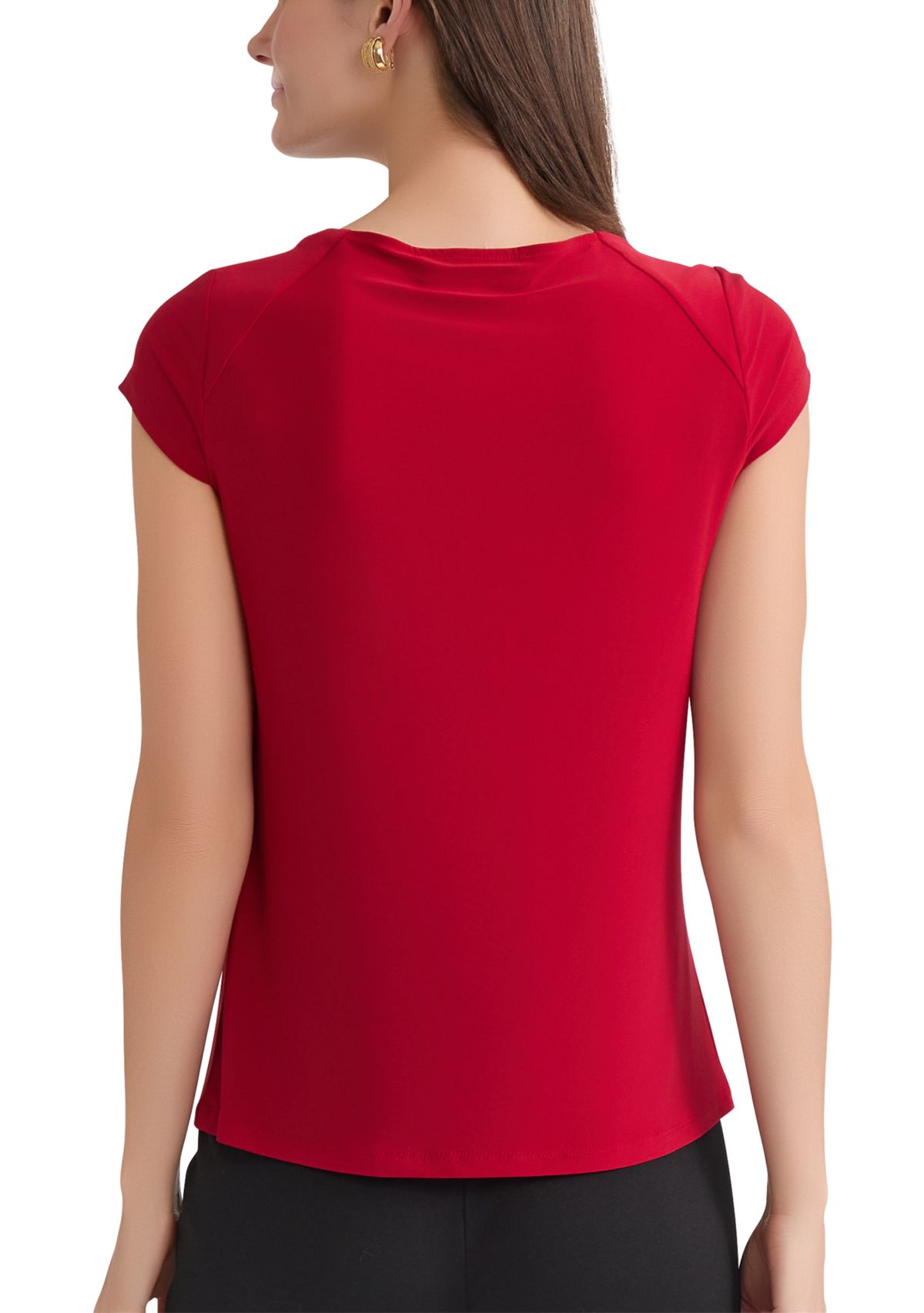 Petite Cap Sleeve Cowl Neck Knit Top 