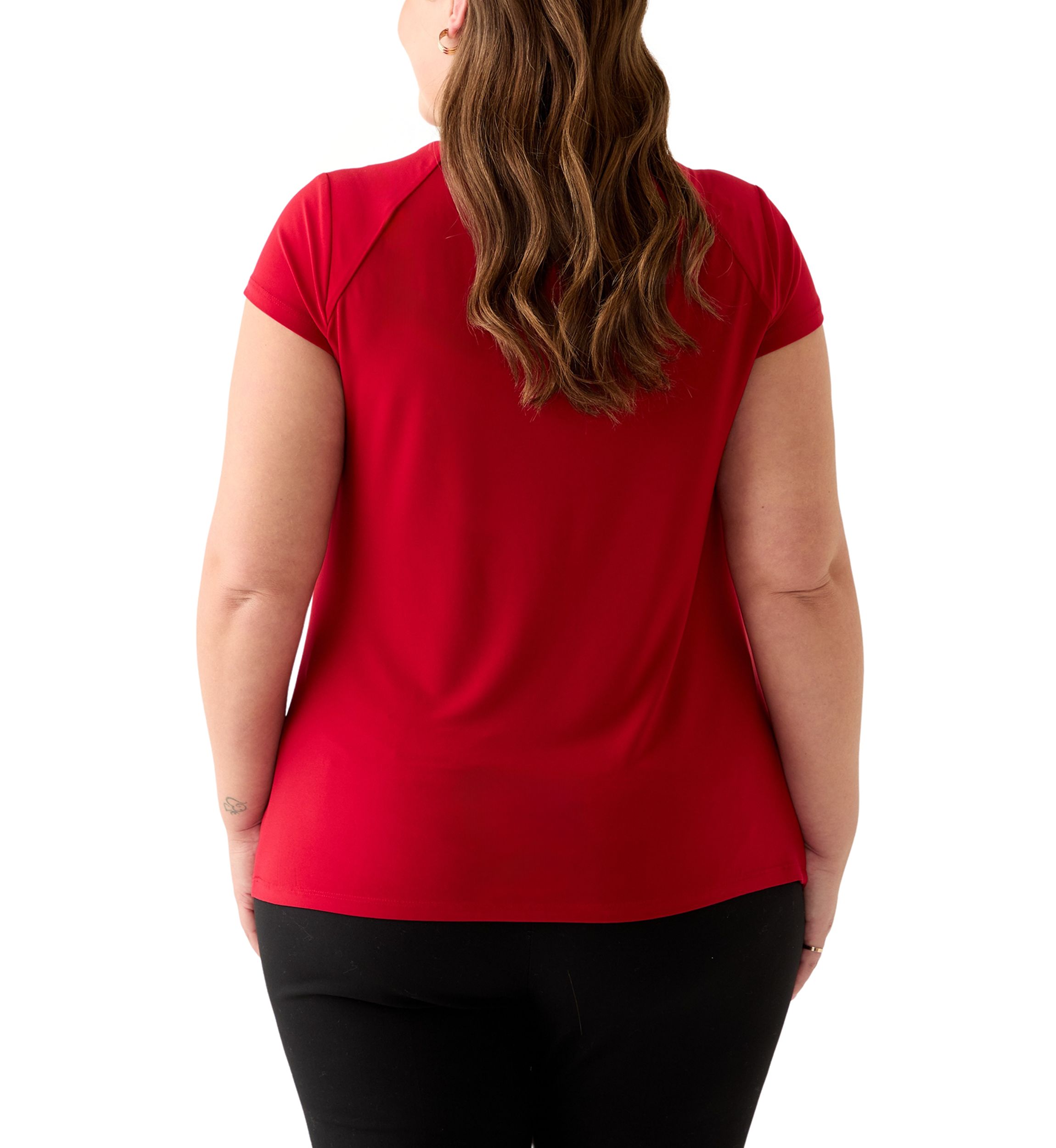 Plus Size Cap Sleeve Cowl Neck Knit Top