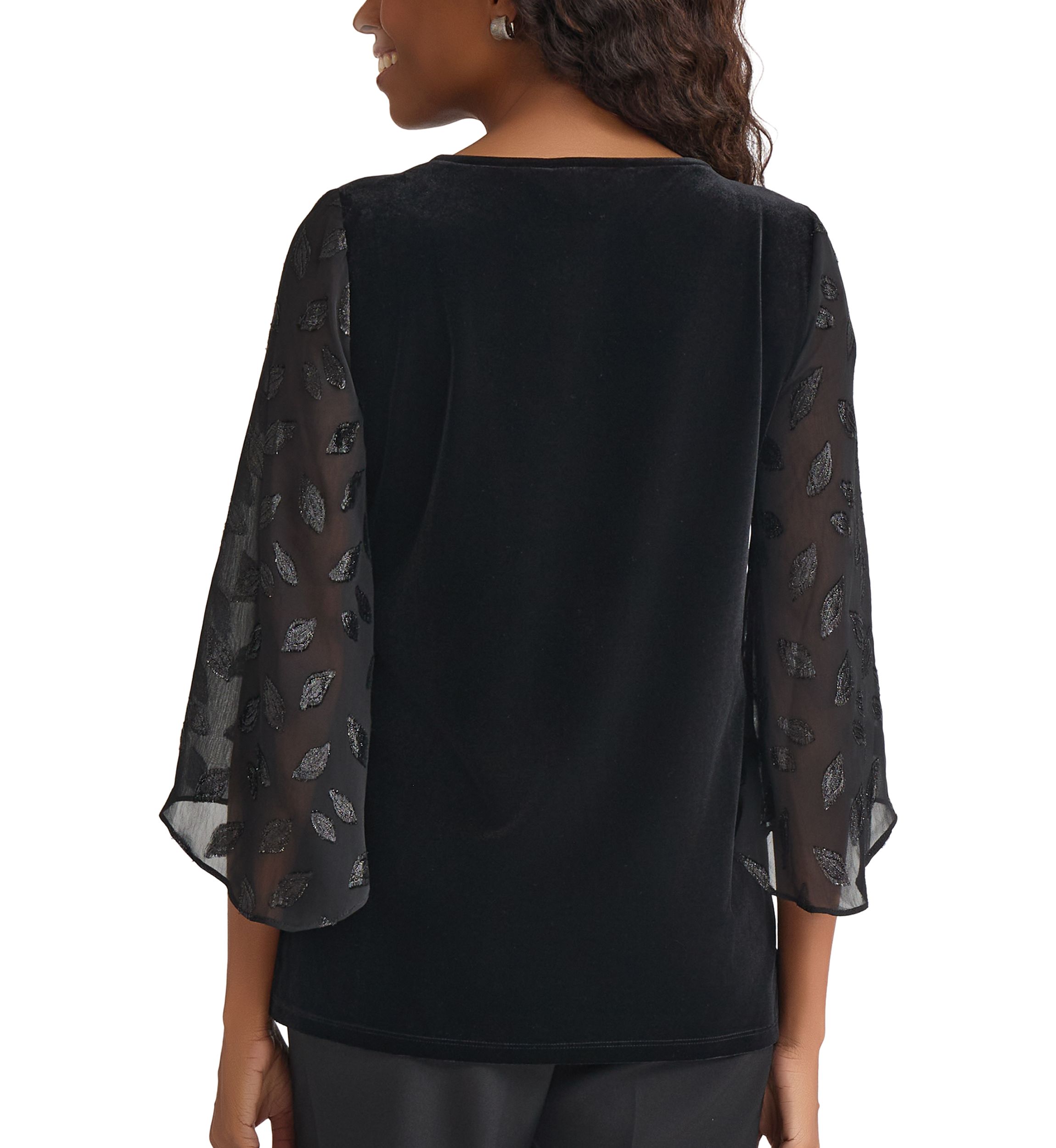 Womens Mixed Media Velvet Top