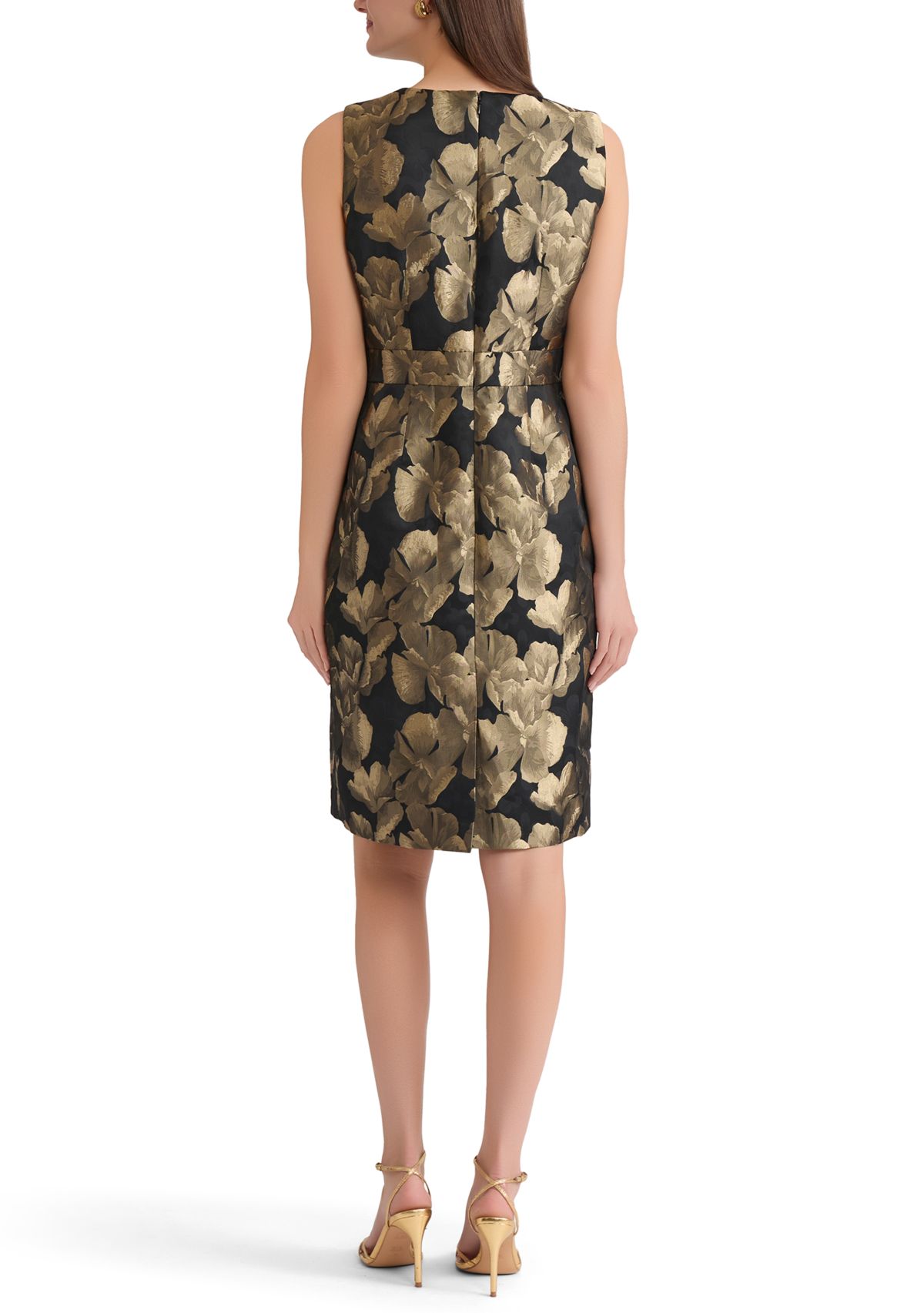 Womens Floral Jacquard Sheath Dress