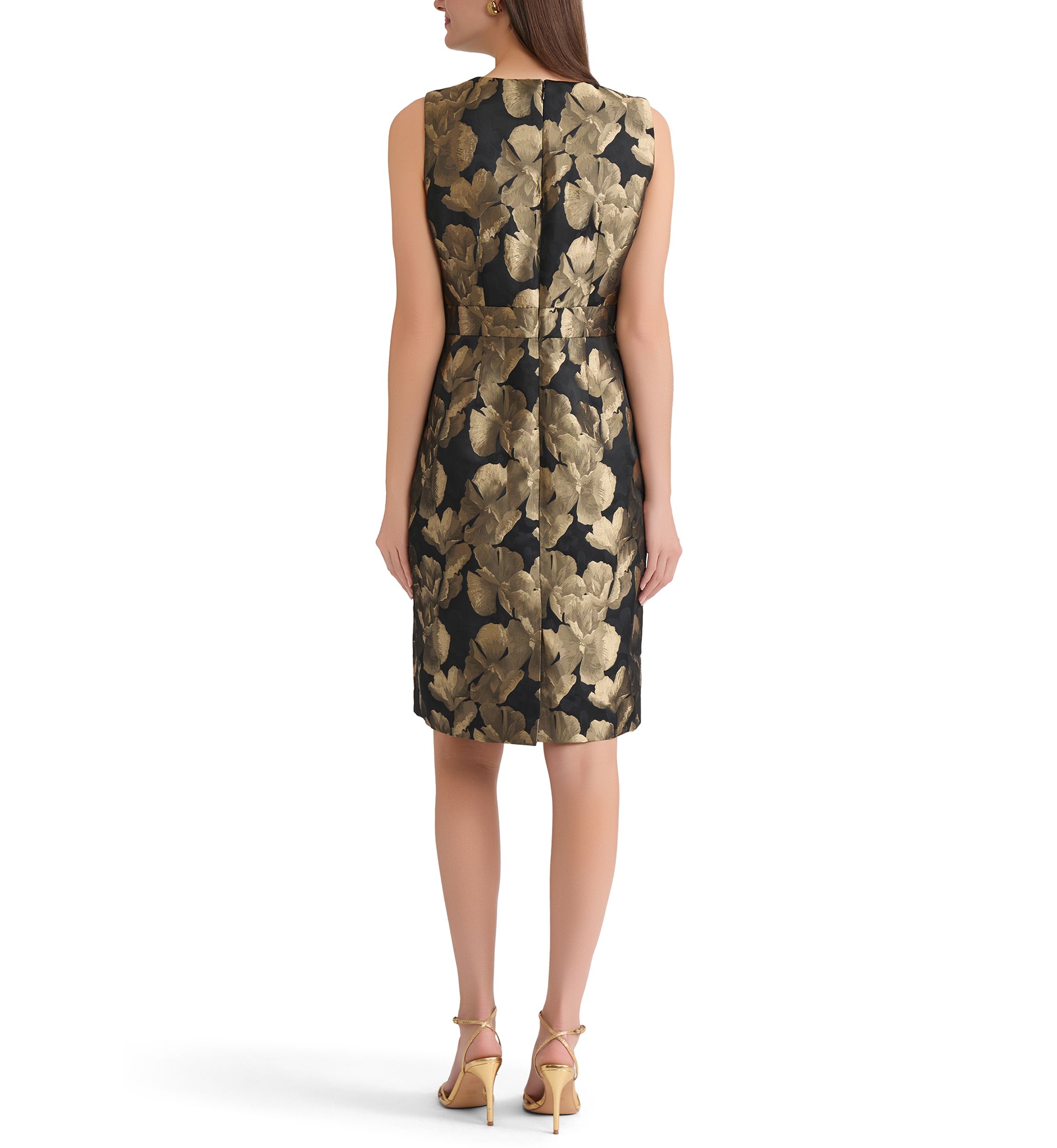 Womens Floral Jacquard Sheath Dress