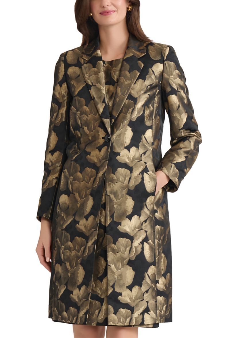Womens Floral Jacquard One-Button Topper 