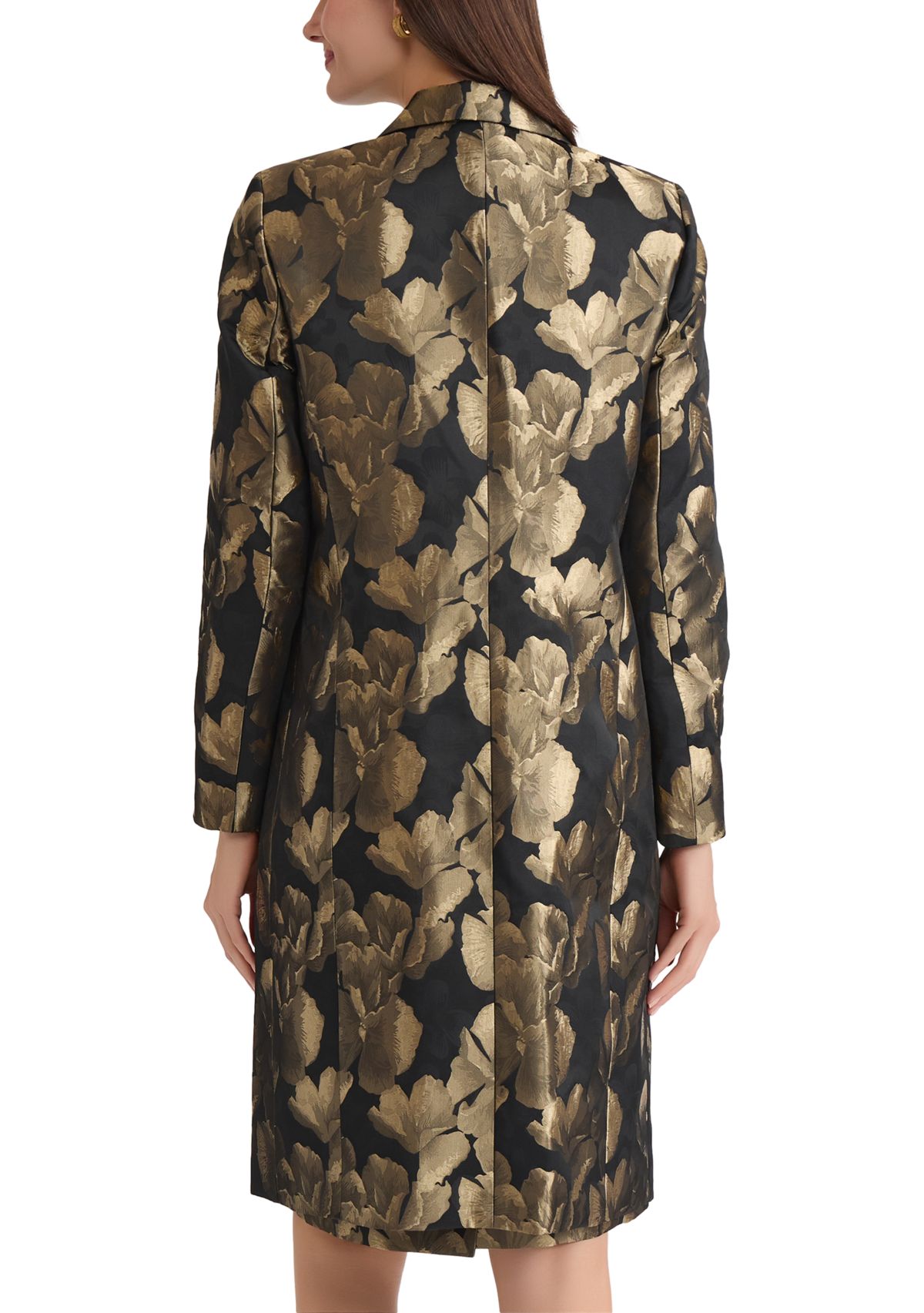 Womens Floral Jacquard One-Button Topper 