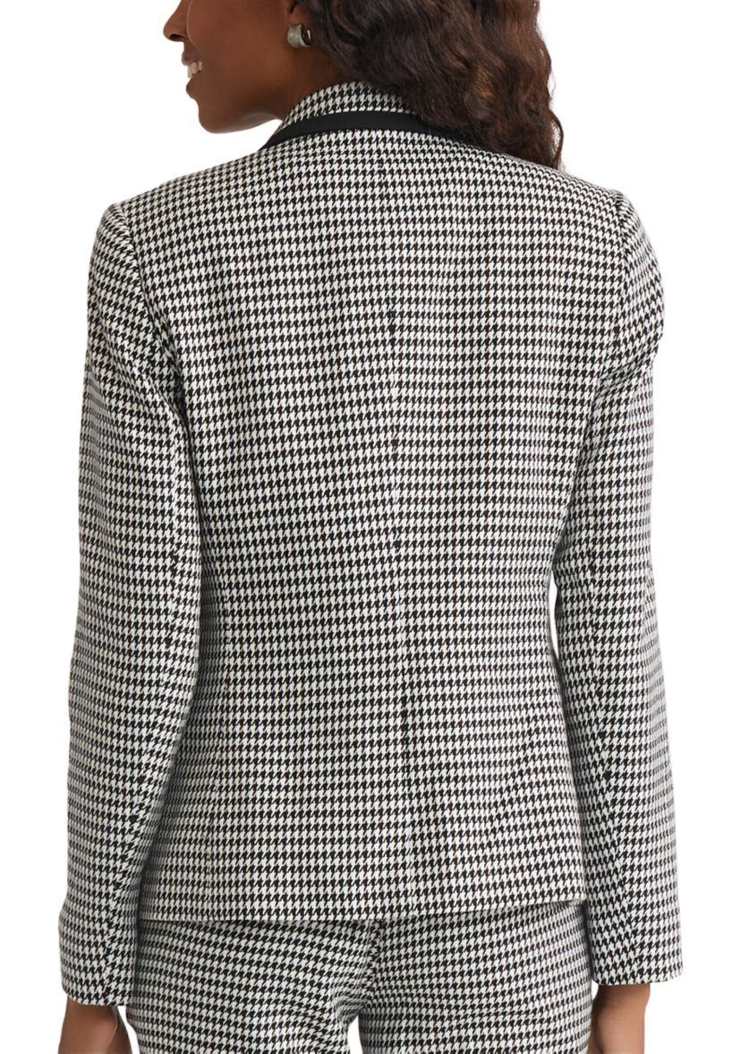 Womens Houndstooth Faux Double Breasted Jacket 