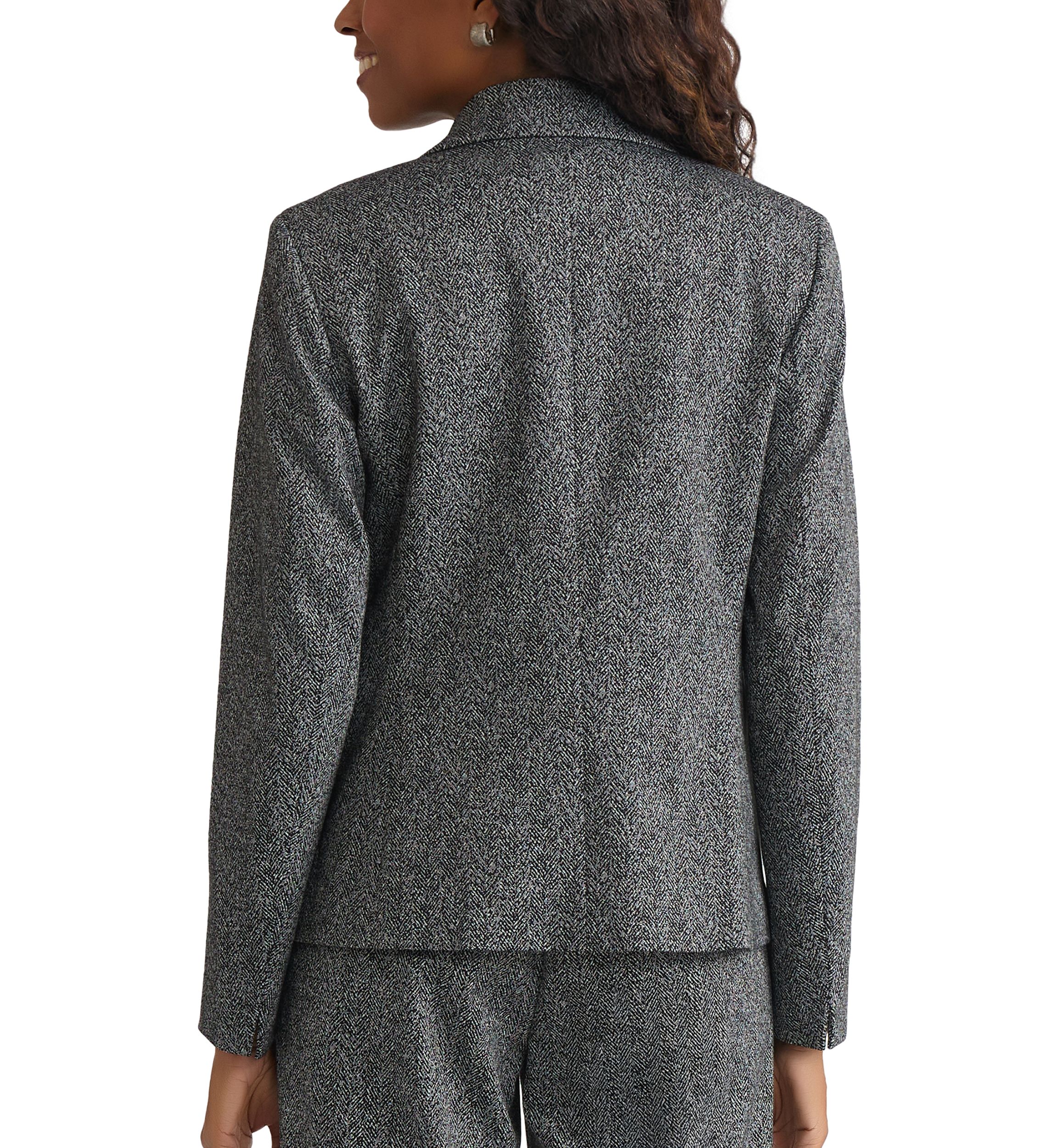 Womens Herringbone One Button Jacket 