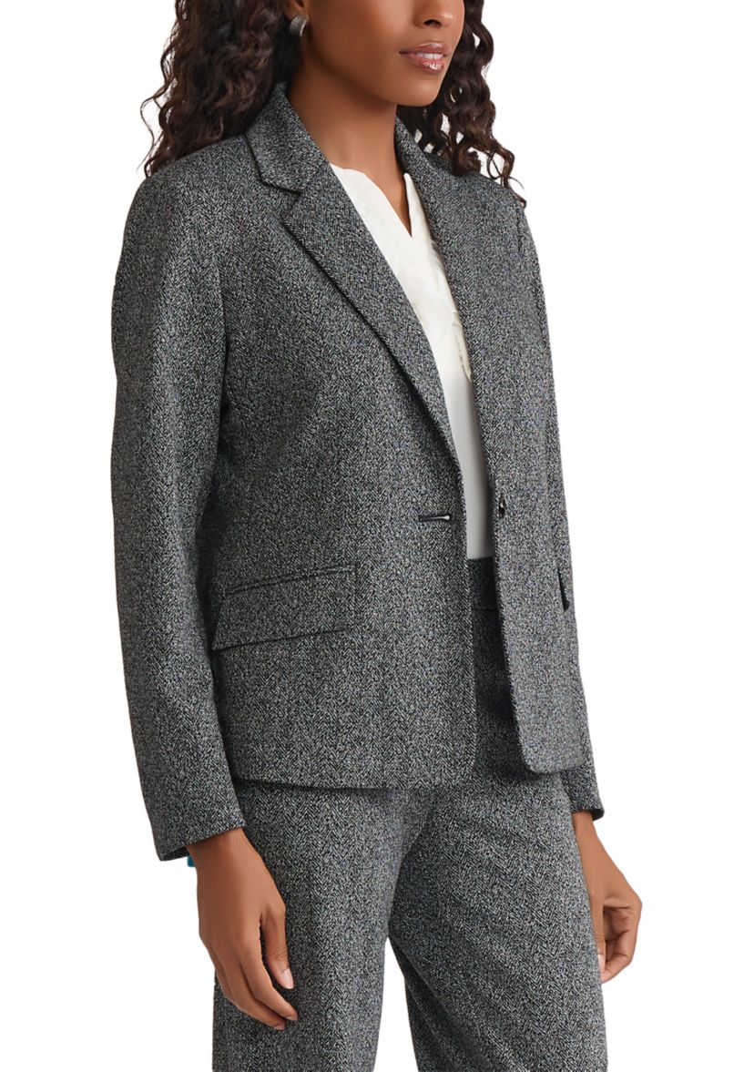 Womens Herringbone One Button Jacket 