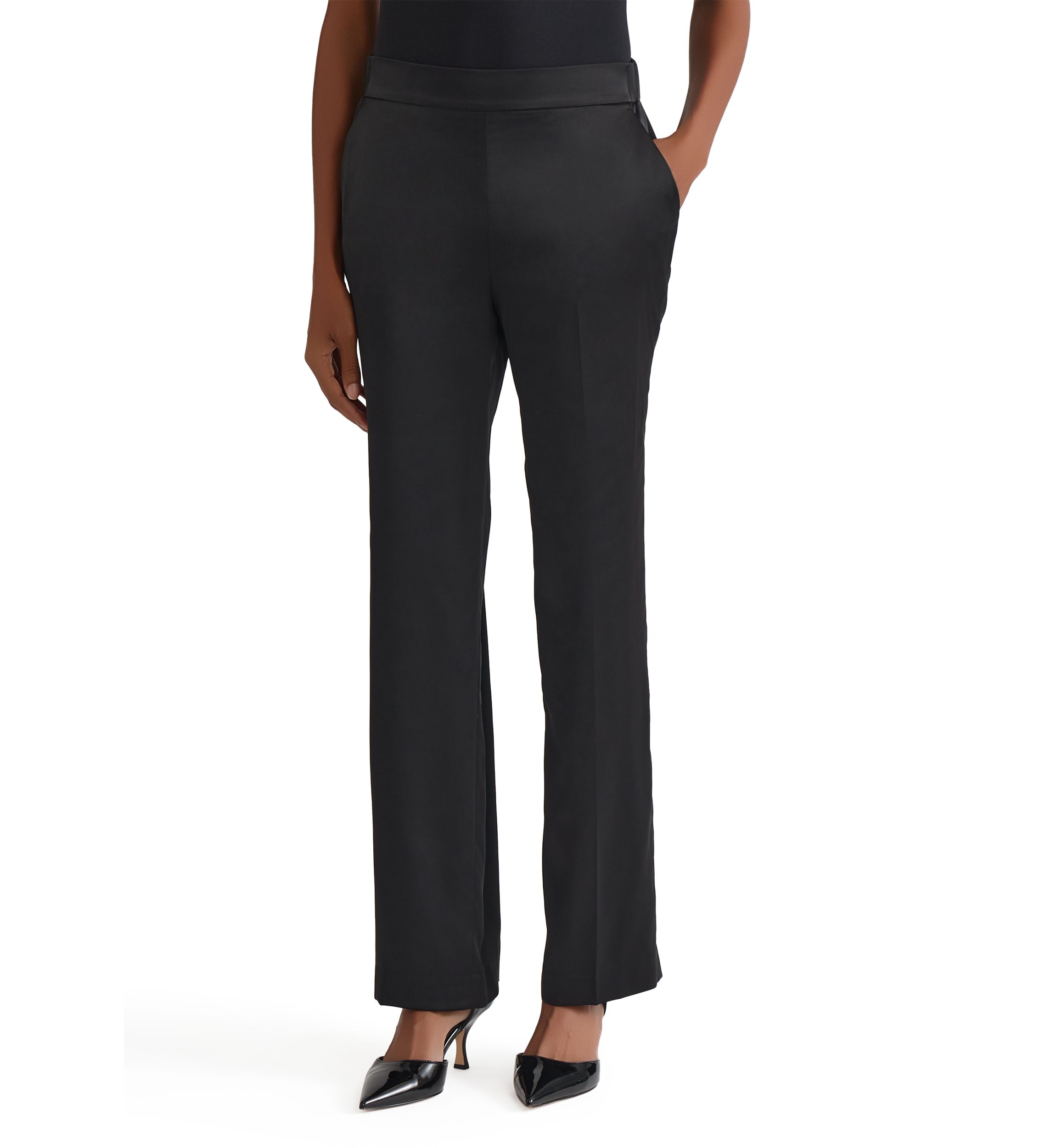Womens Pull On Elastic Back Satin Pants
