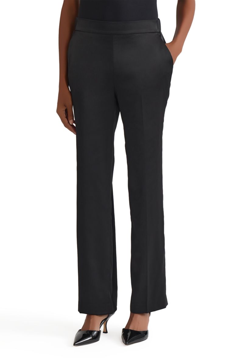 Womens Pull On Elastic Back Satin Pants