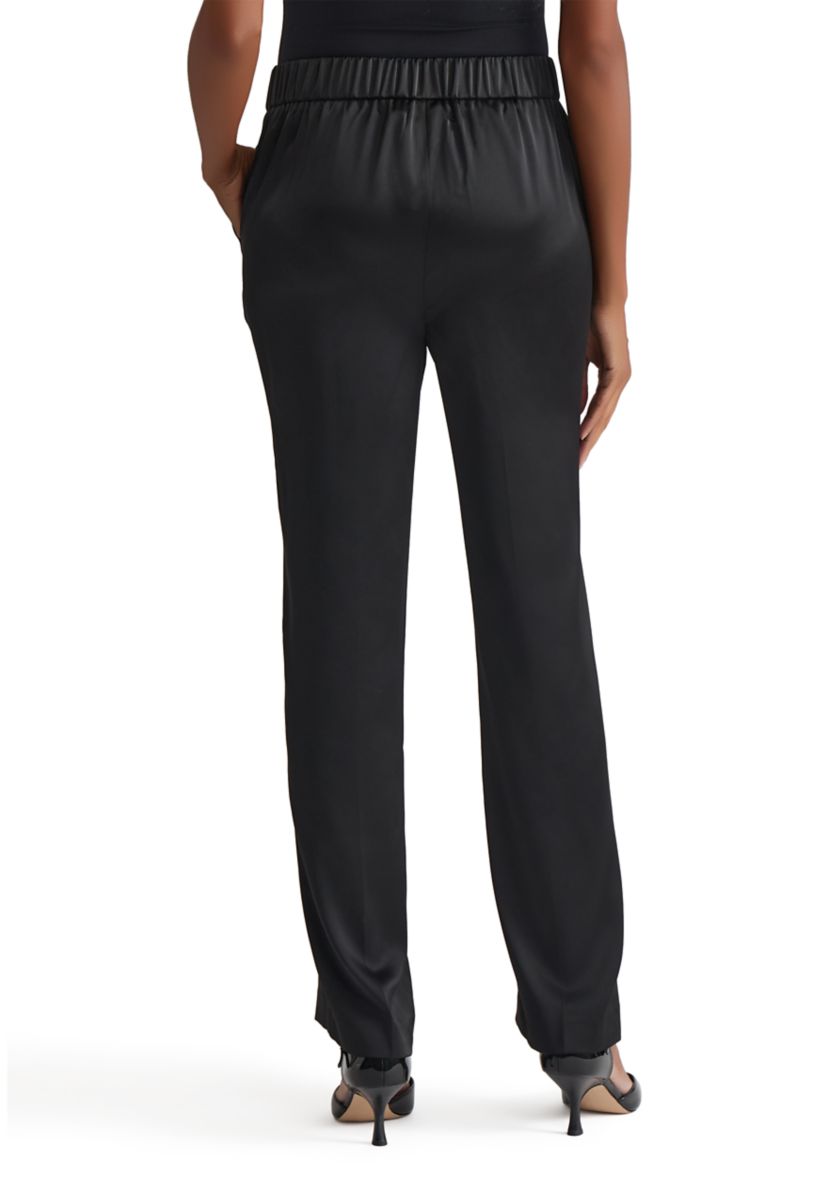 Womens Pull On Elastic Back Satin Pants
