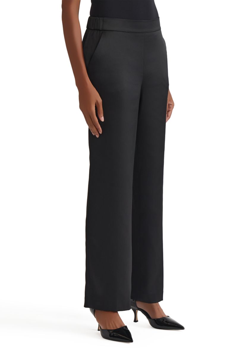Womens Pull On Elastic Back Satin Pants