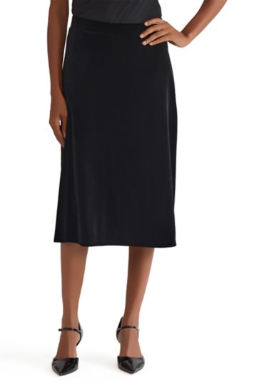 Women's Velvet Pul On Midi Skirt