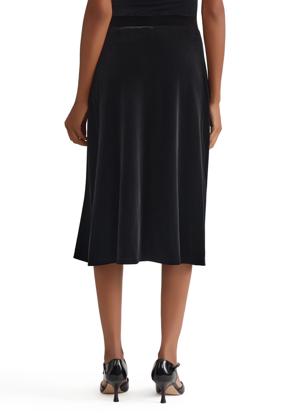 Womens Velvet Pul On Midi Skirt