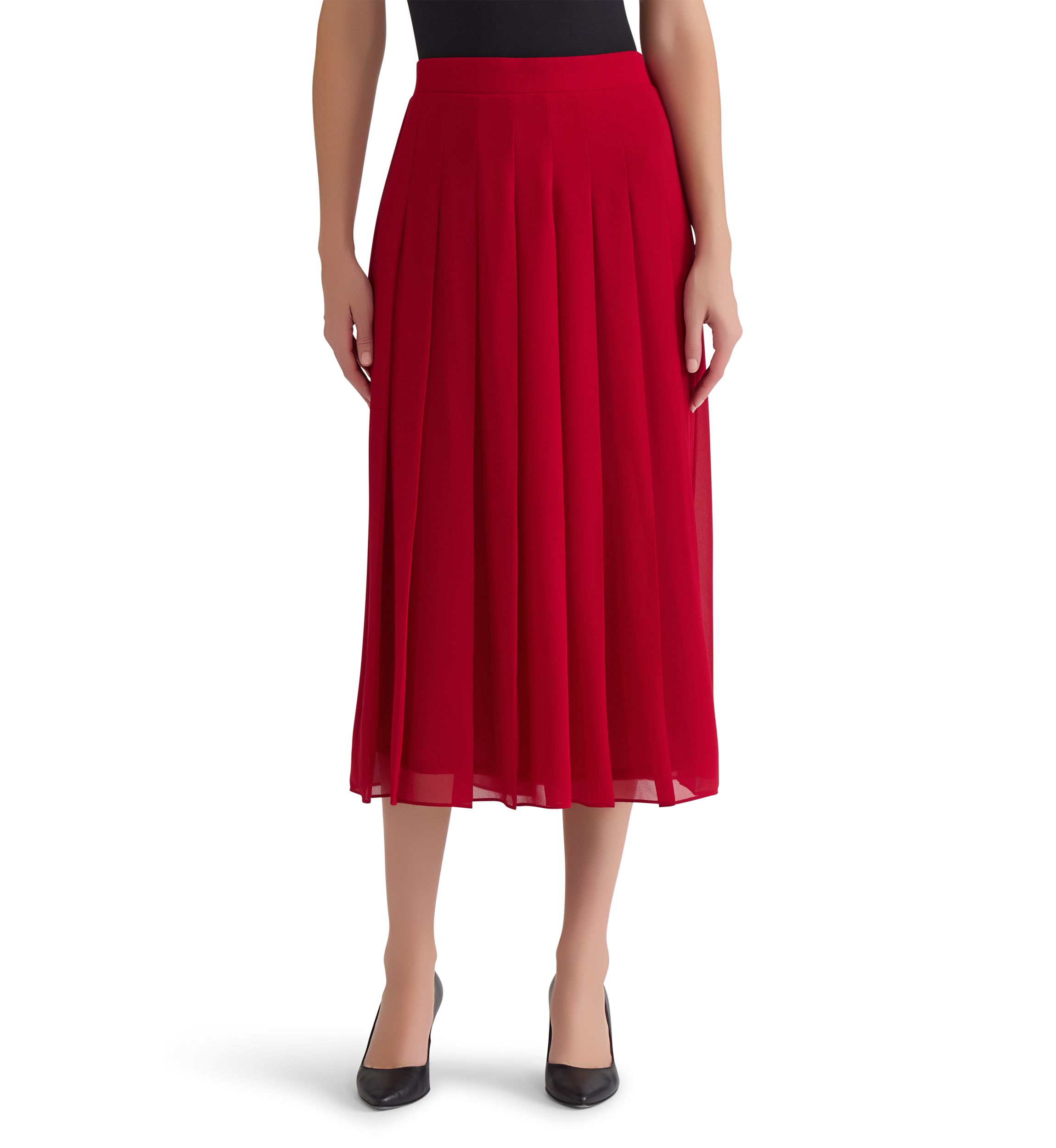 Womens Chiffon Pull On Pleated Skirt