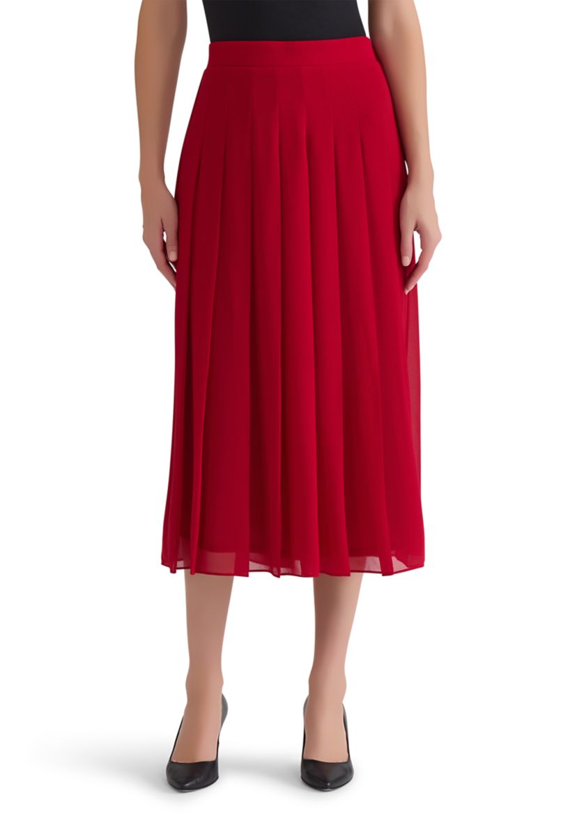 Womens Chiffon Pull On Pleated Skirt