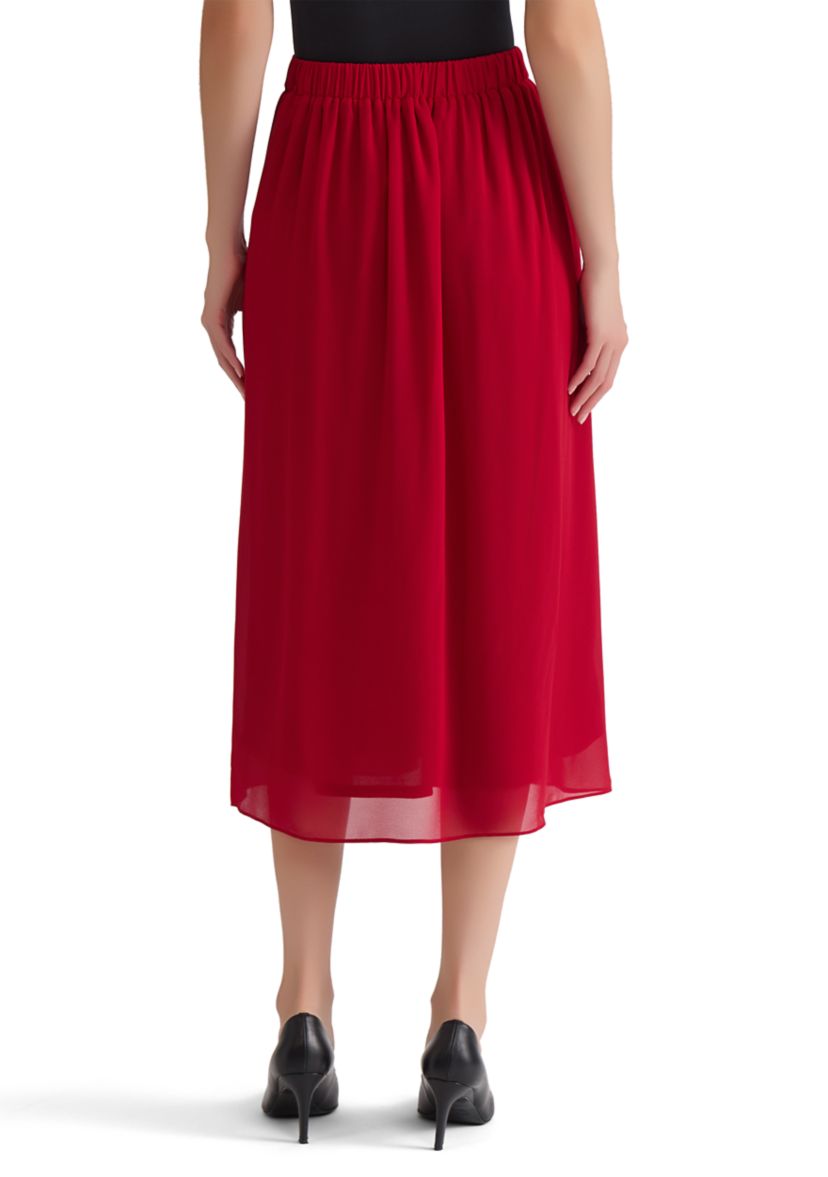 Womens Chiffon Pull On Pleated Skirt