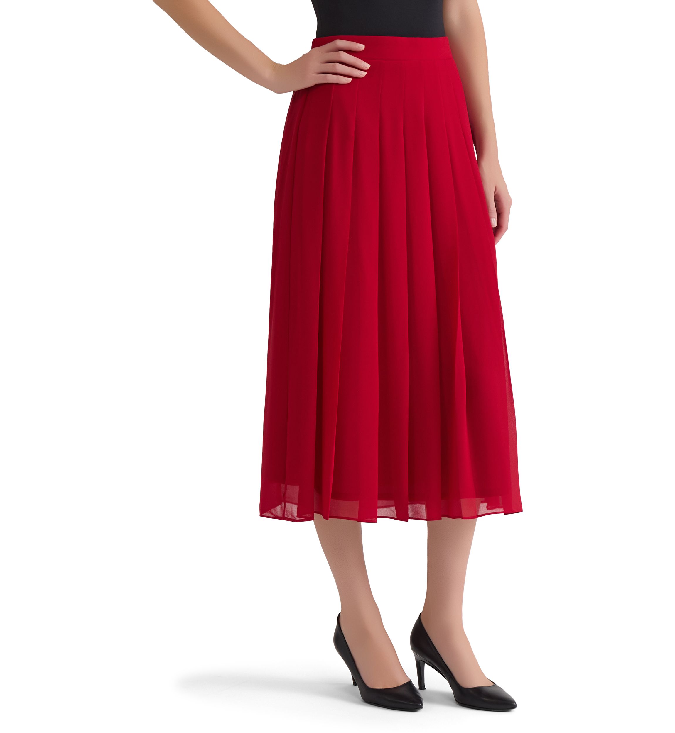 Womens Chiffon Pull On Pleated Skirt