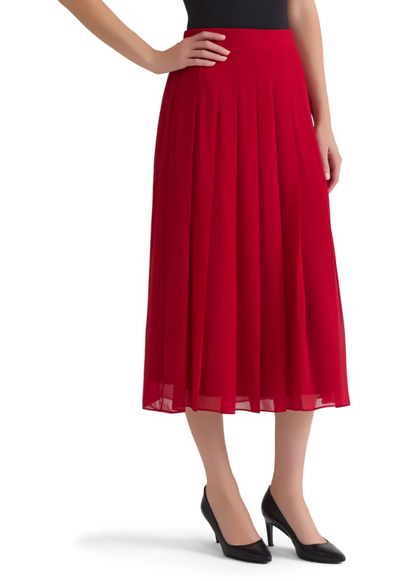 Womens Chiffon Pull On Pleated Skirt