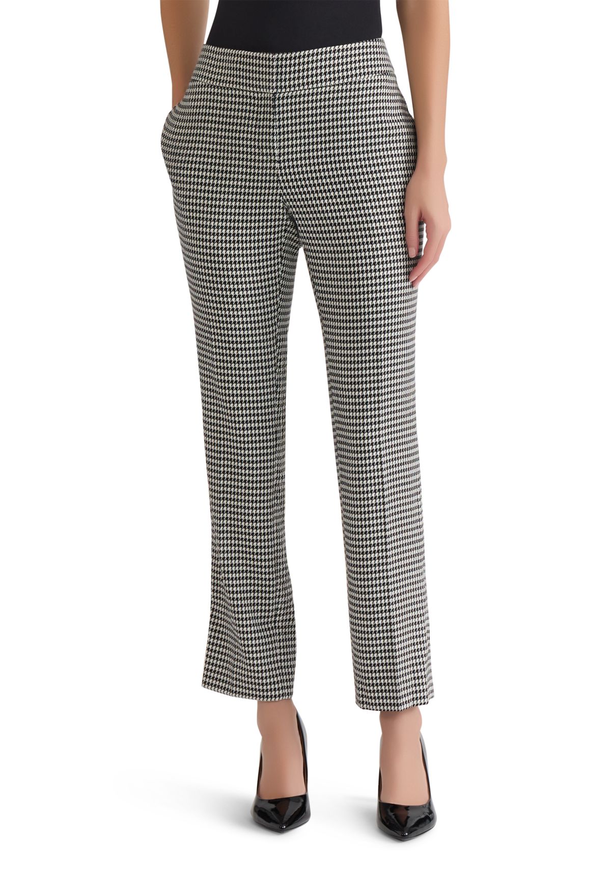 Womens Houndstooth Slim Leg Pants