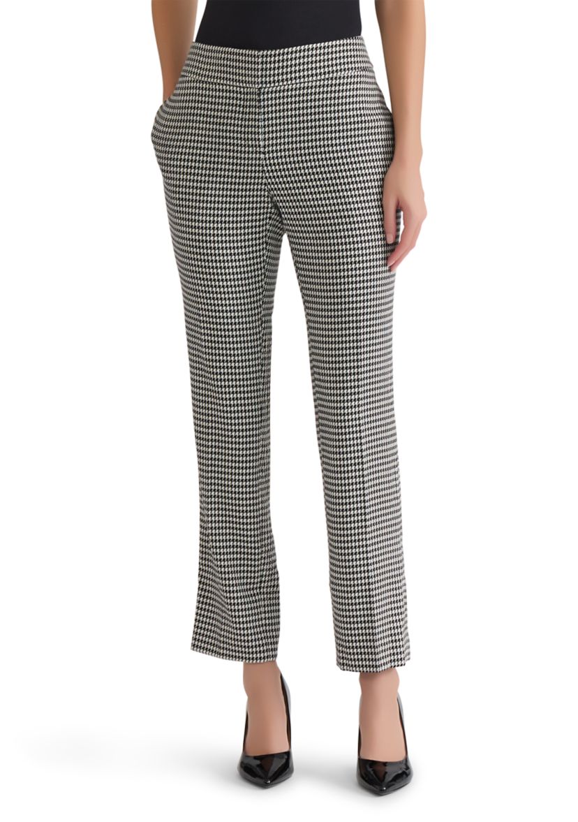 Petite Houndstooth Slim Leg Pants