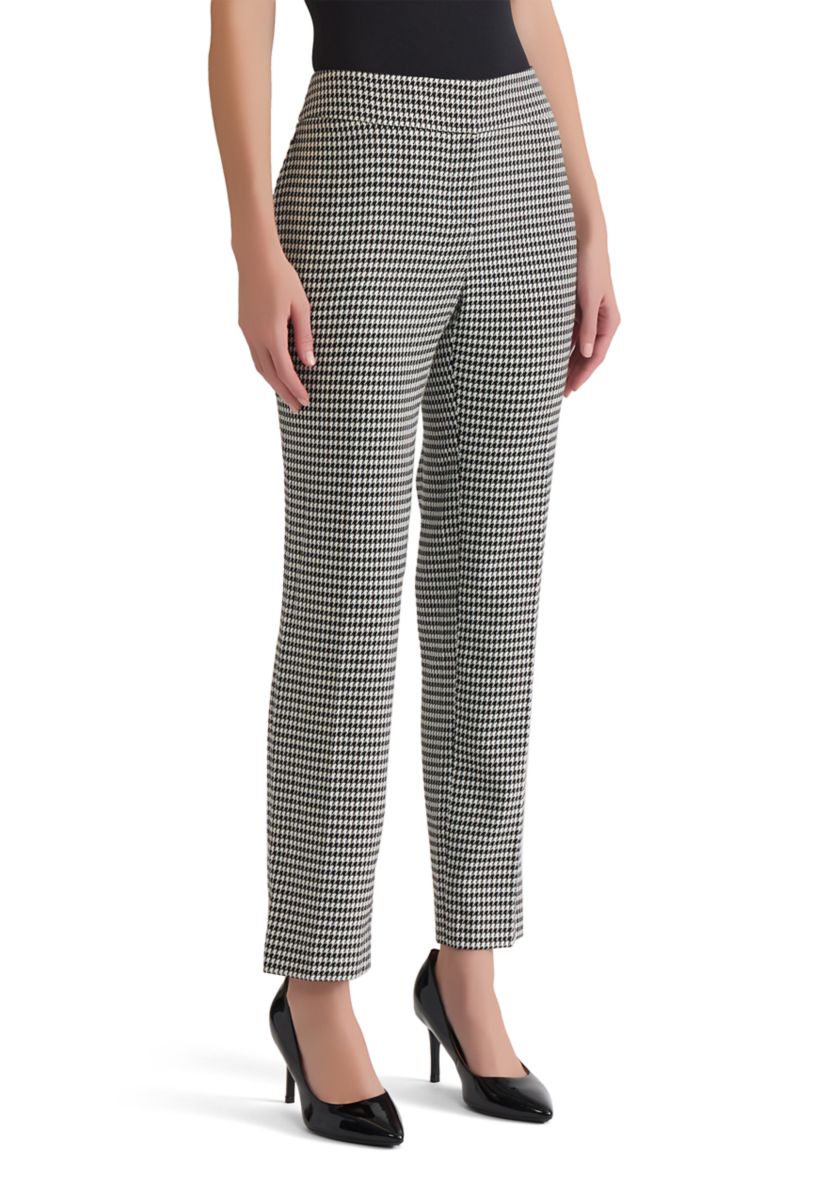 Petite Houndstooth Slim Leg Pants
