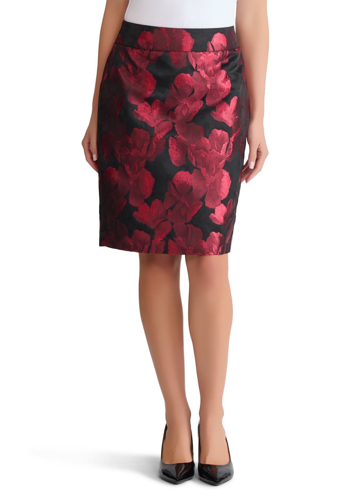 Womens Floral Jacquard Slim Skirt