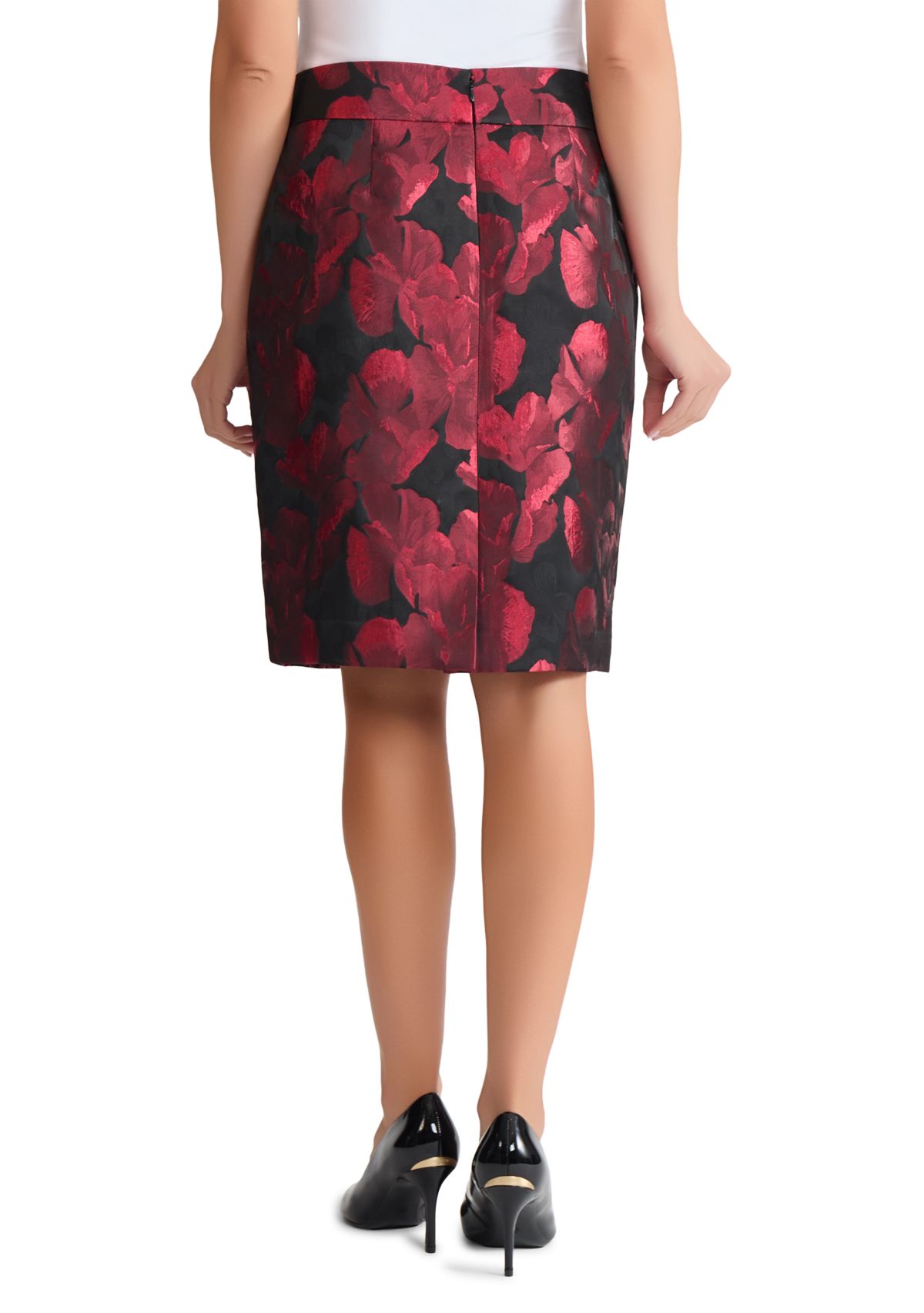 Womens Floral Jacquard Slim Skirt