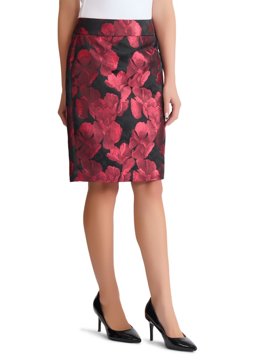 Womens Floral Jacquard Slim Skirt