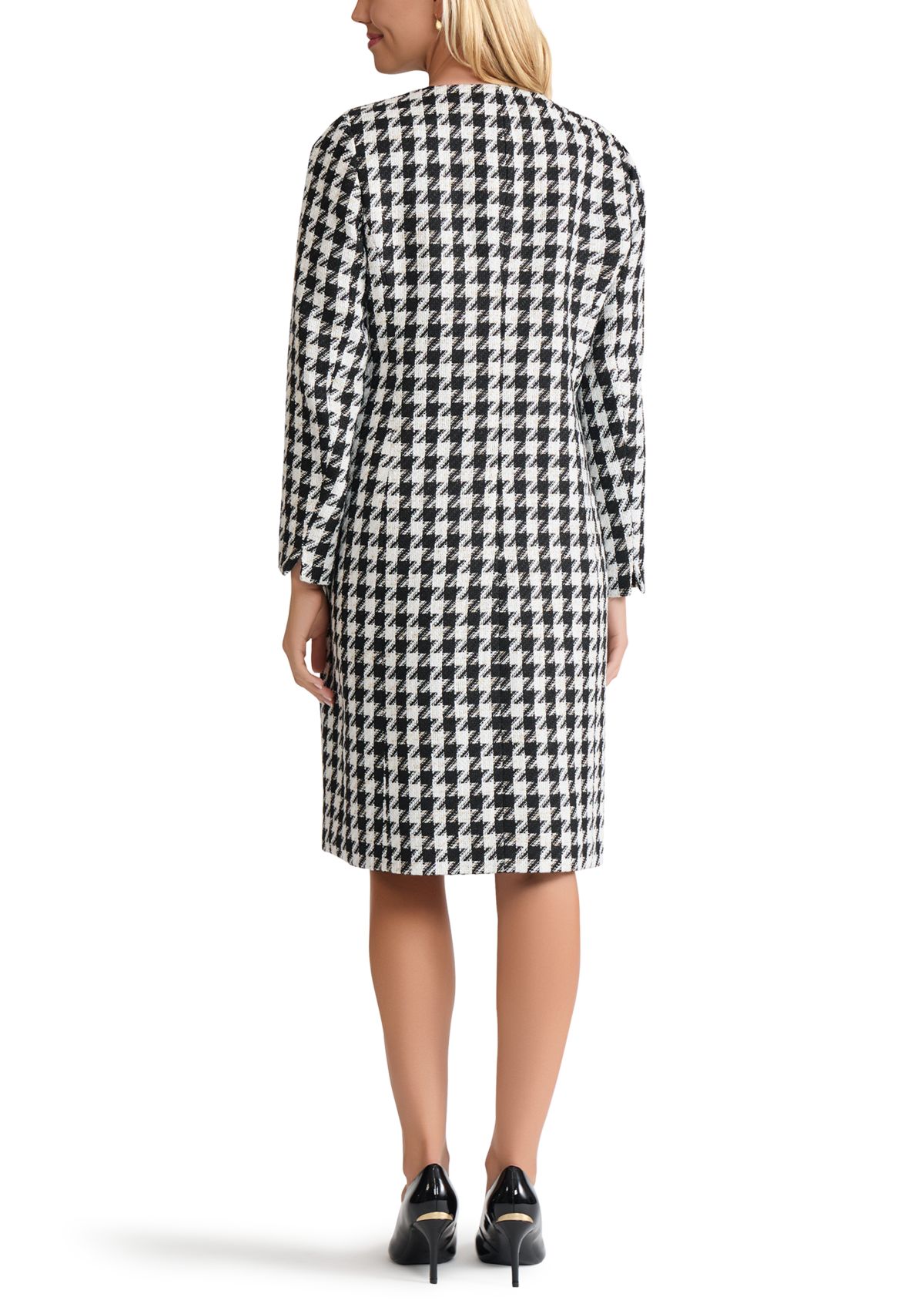 Womens Metallic Check Long Topper