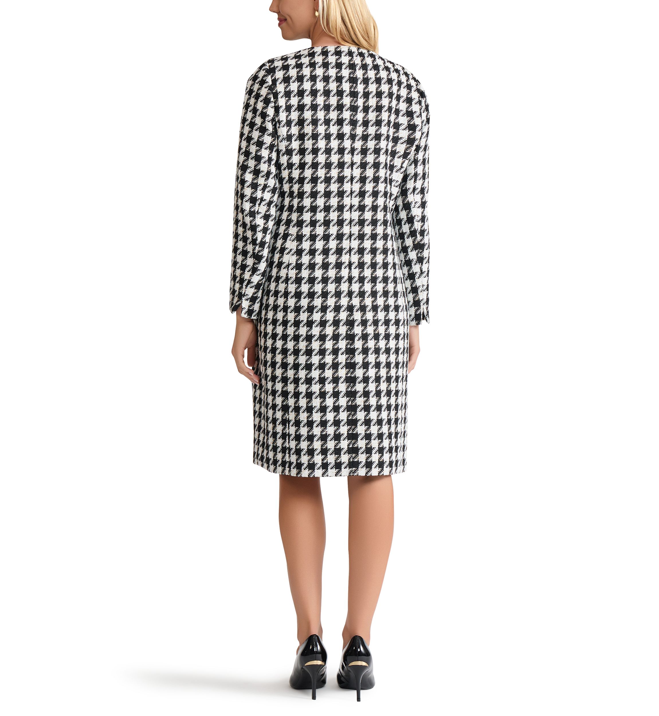 Womens Metallic Check Long Topper