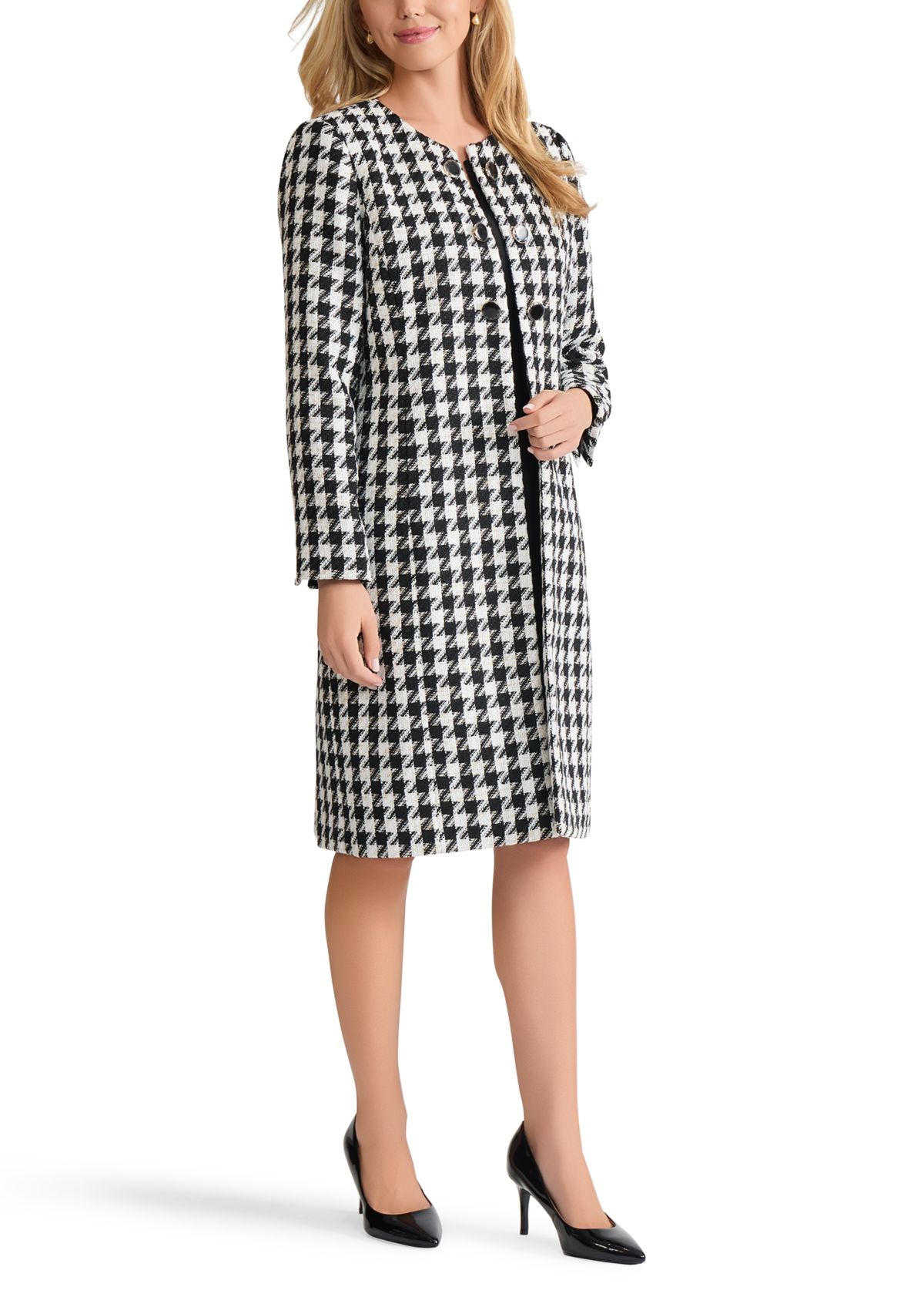 Womens Metallic Check Long Topper