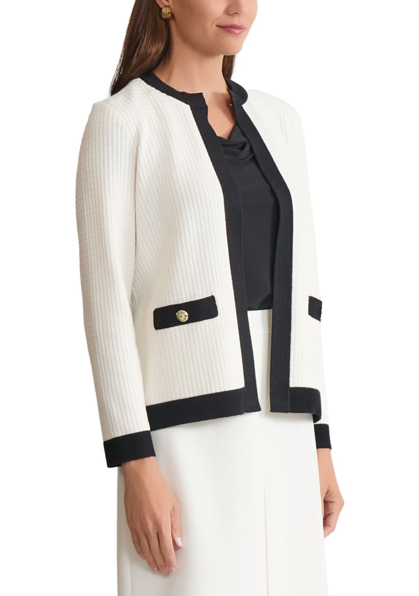 Petite Waffle Stitch Framed Cardigan