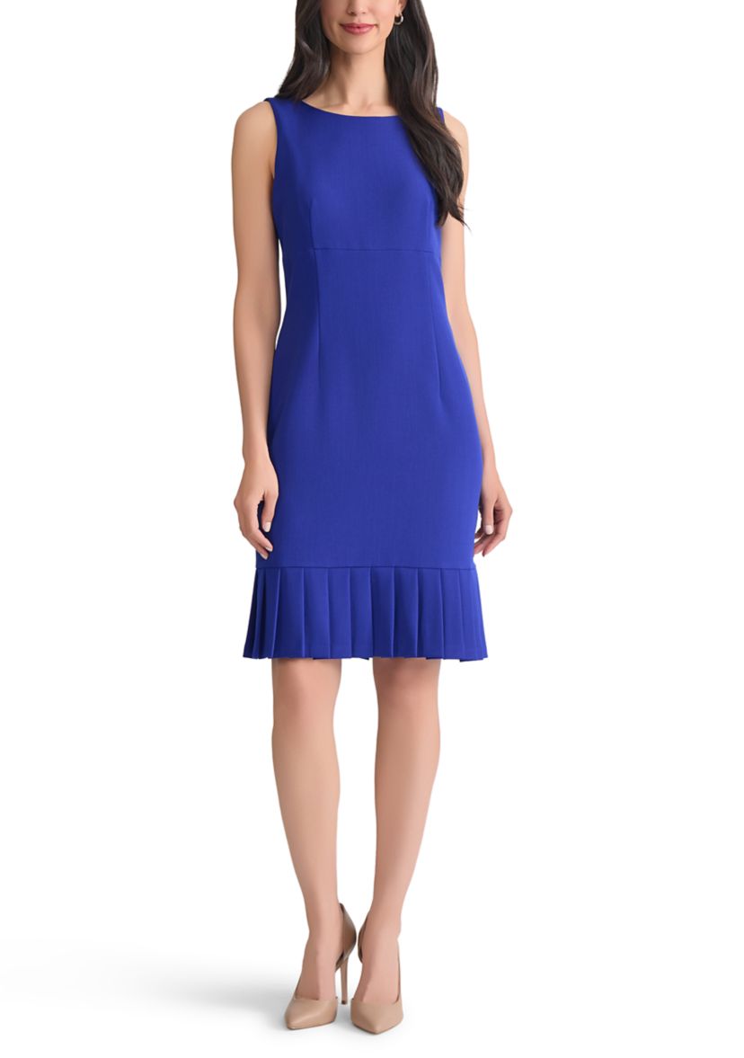 slim fit dress slacks kasper Plus Size Lurex Knit Sleeveless Side Pleat Dress Black main image 1